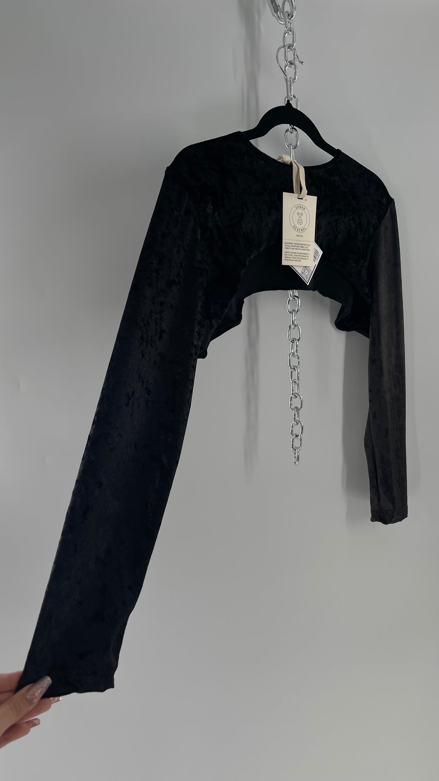 Urban Outfitters Black Velvet Layering Shrug Top (One Size)