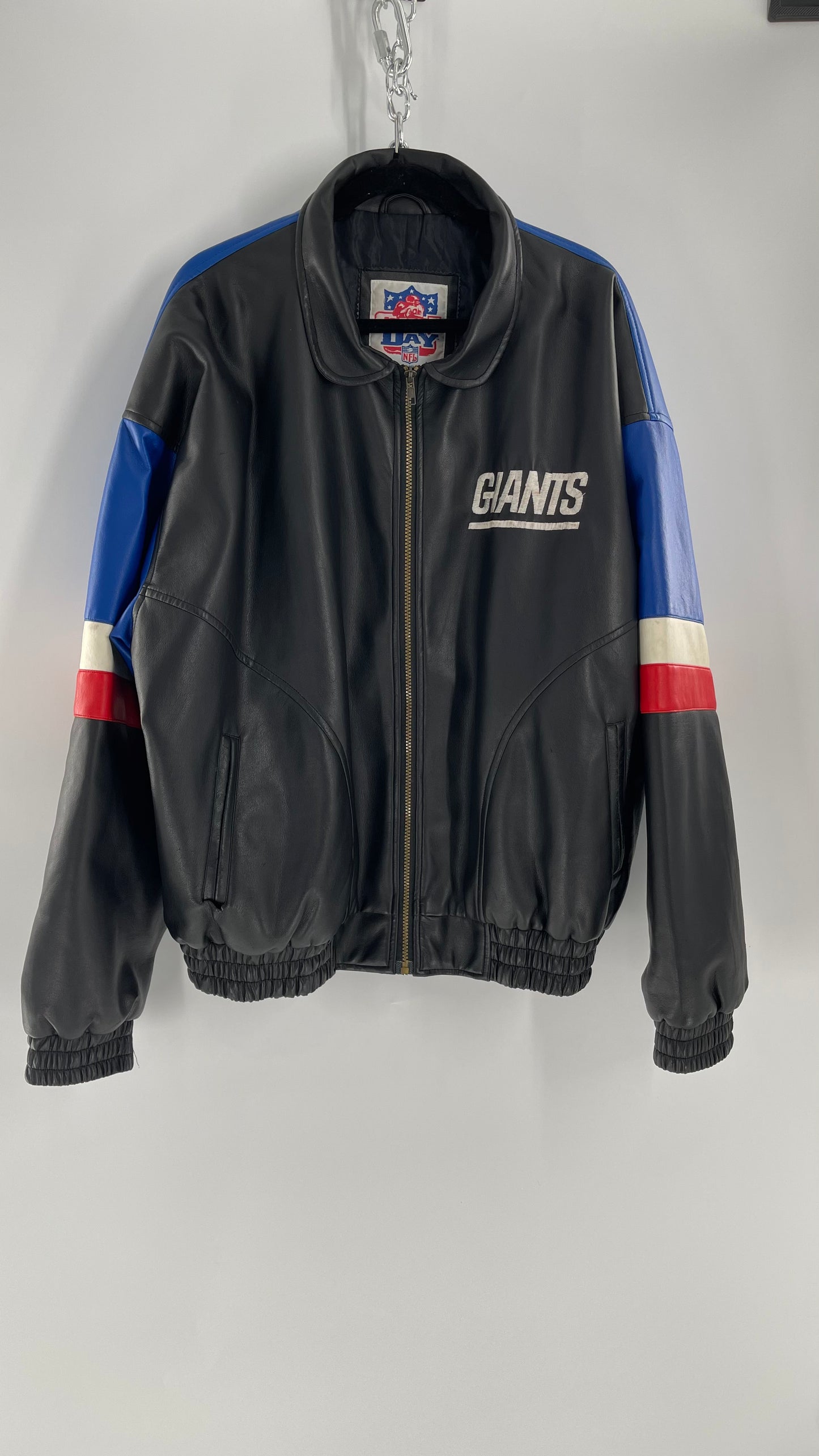 Vintage GIANTS Leather Bomber Jacket (XL)