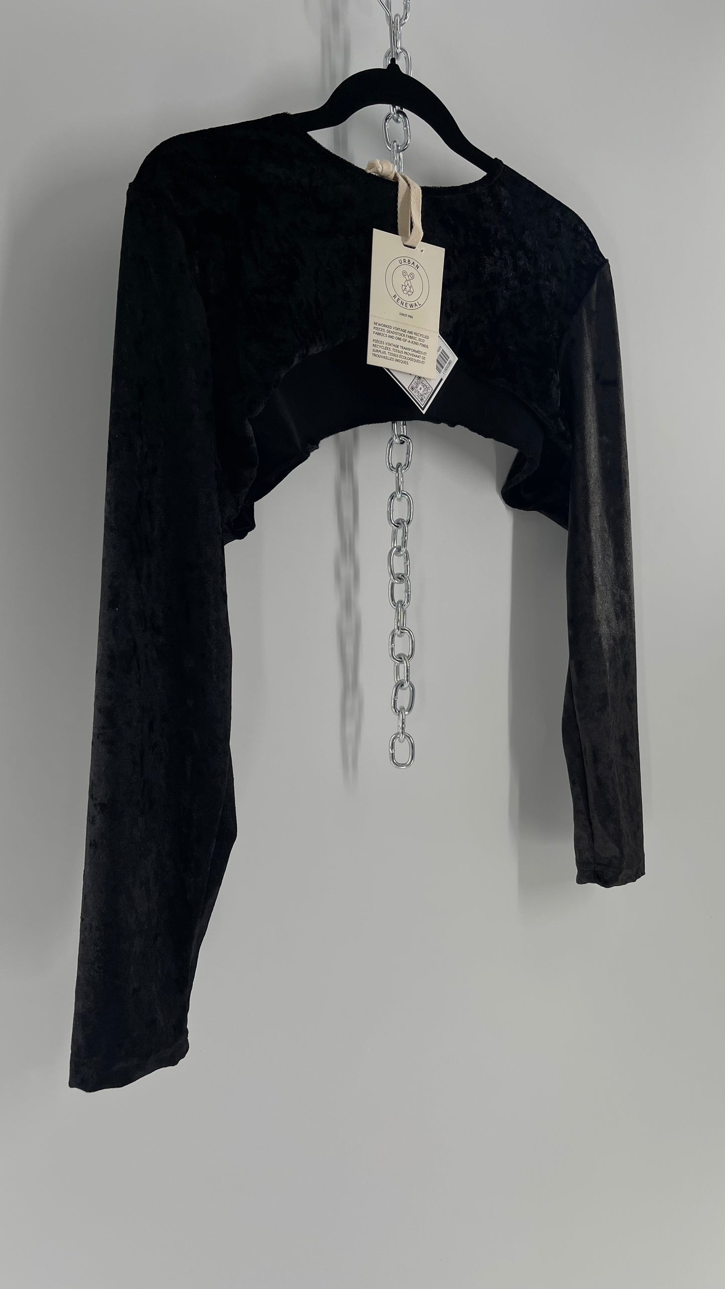 Urban Outfitters Black Velvet Layering Shrug Top (One Size)