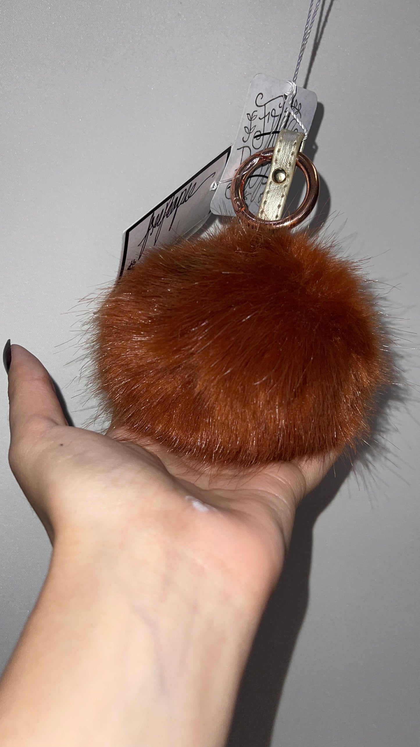 Free People Brown Pom Pom Keychain