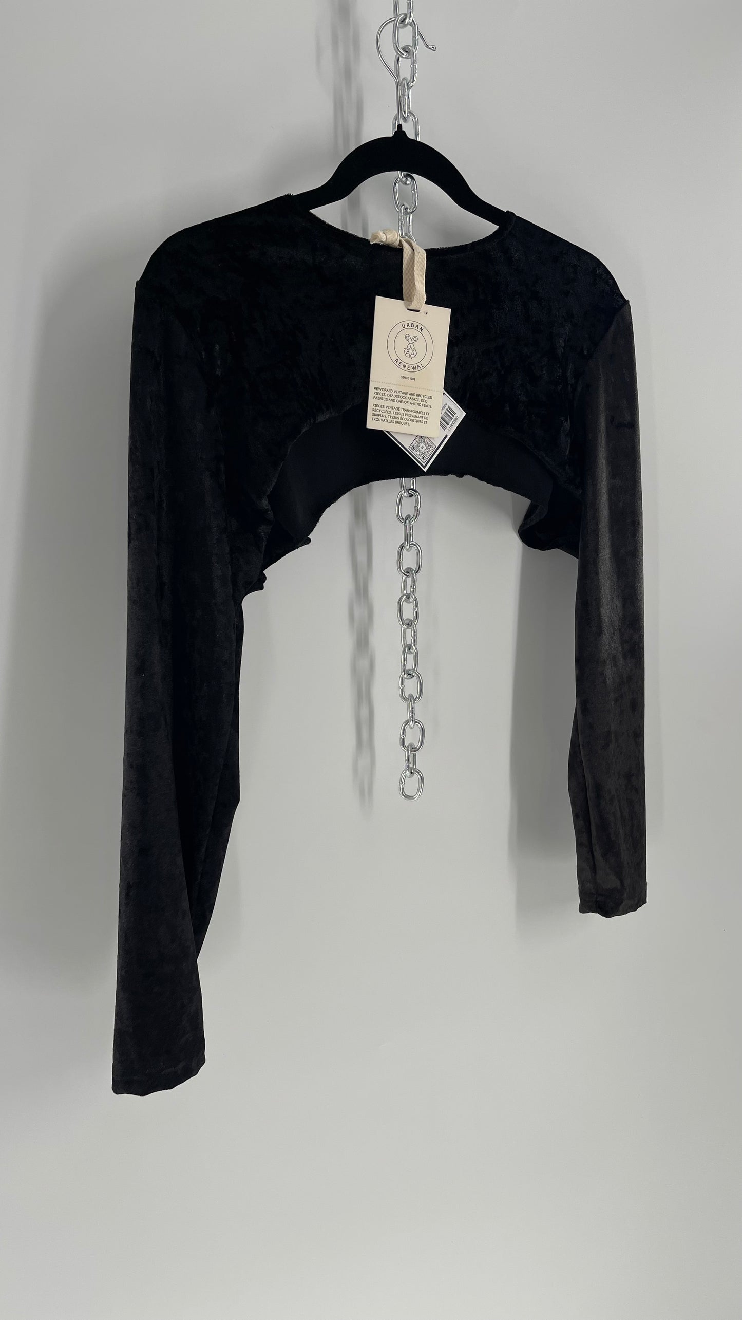 Urban Outfitters Black Velvet Layering Shrug Top (One Size)