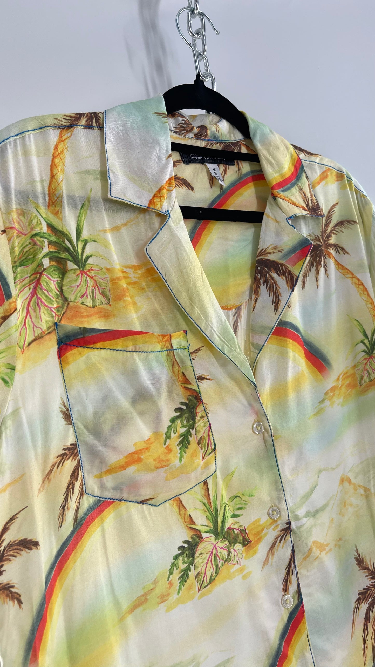 Urban Outfitters Rainbow Skies Shiny Men’s Button Up  (Medium)