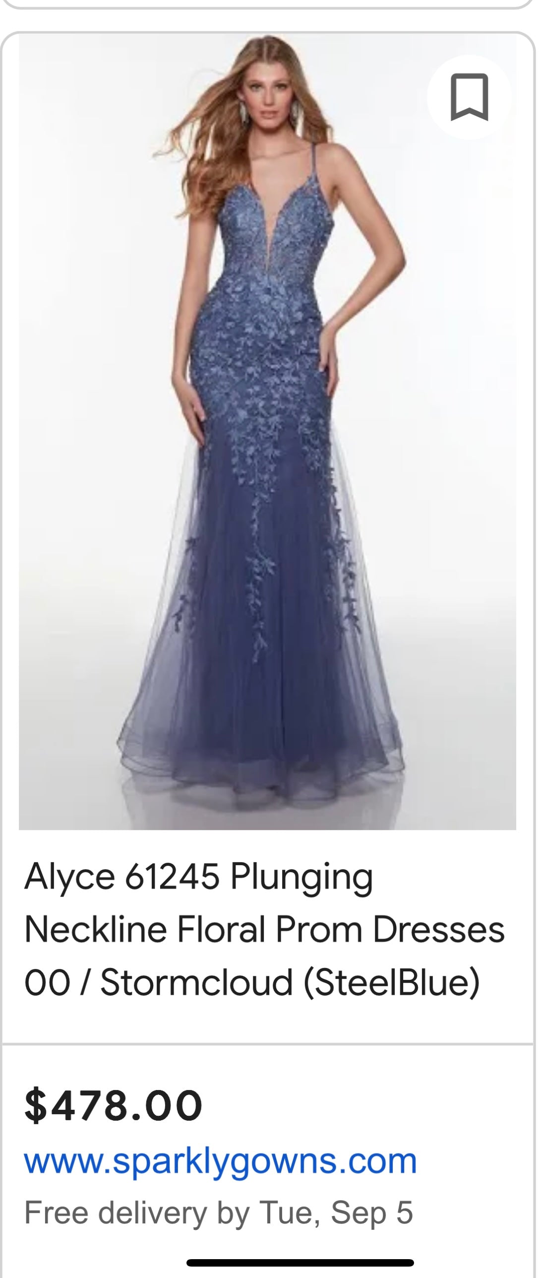 Vintage Alyce Blue Floor Length Beaded Gown with Lace Up Back (6)