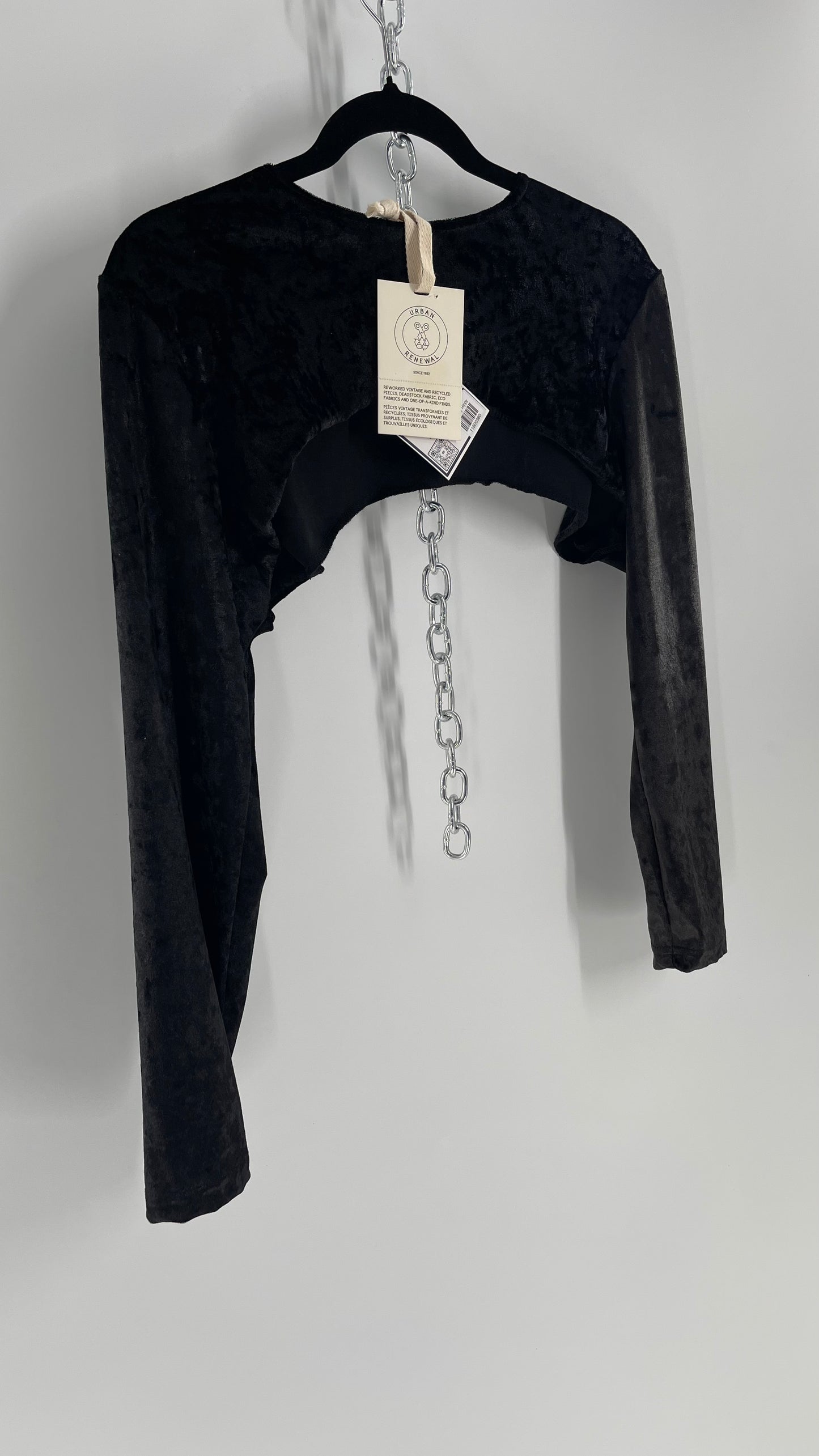 Urban Outfitters Black Velvet Layering Shrug Top (One Size)