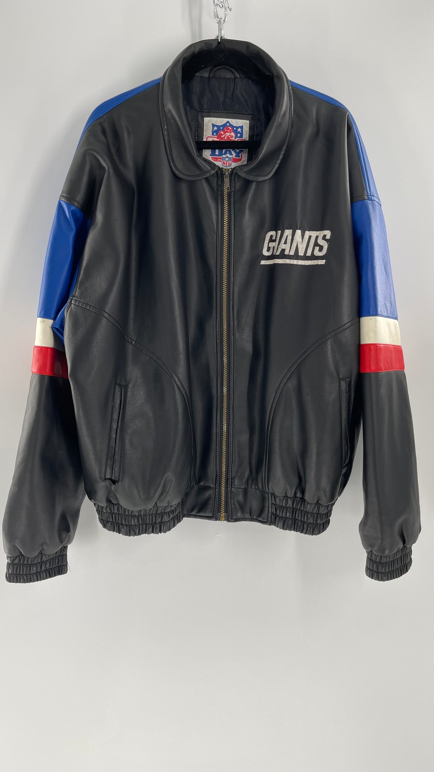 Vintage GIANTS Leather Bomber Jacket (XL)