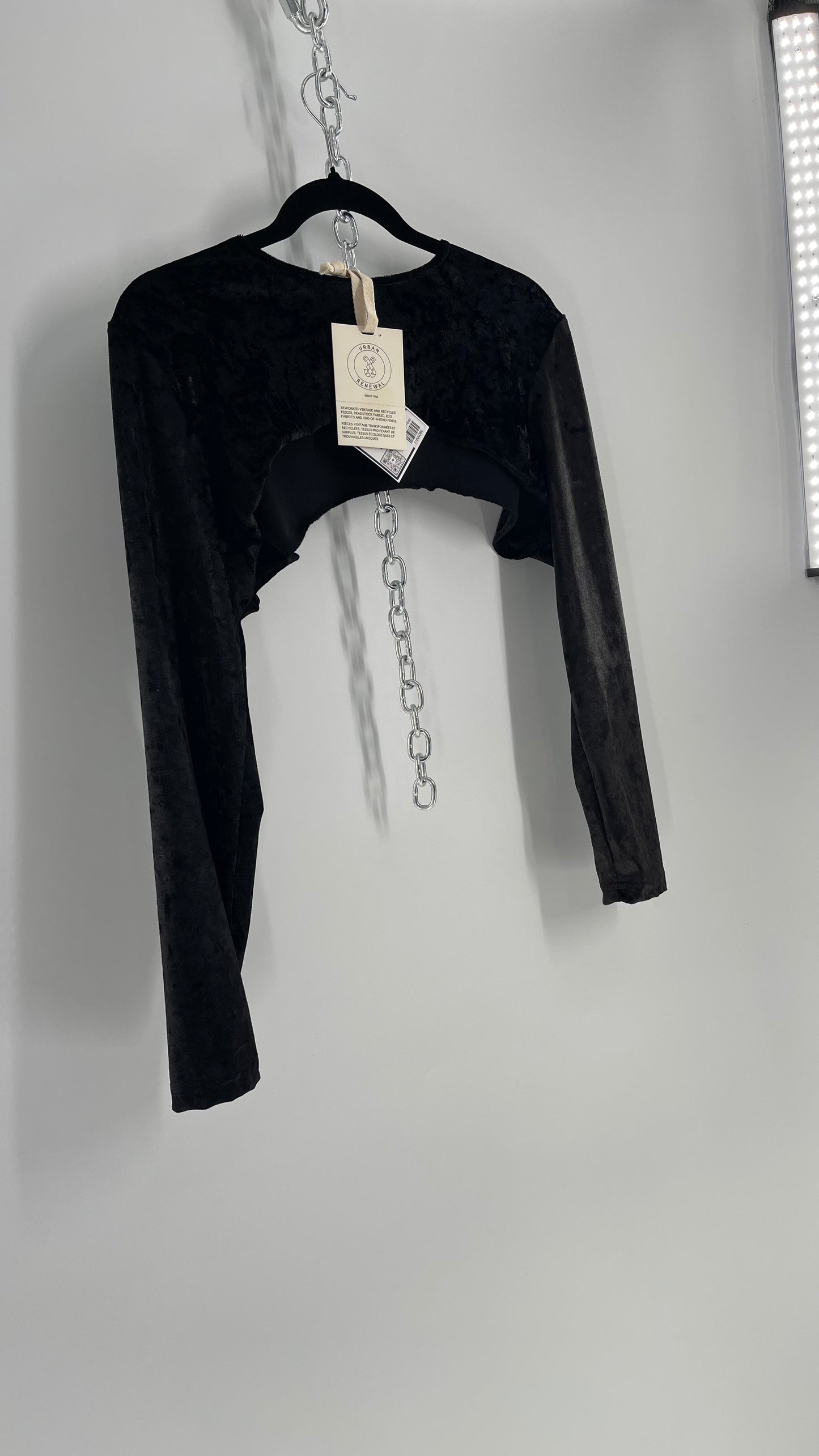 Urban Outfitters Black Velvet Layering Shrug Top (One Size)