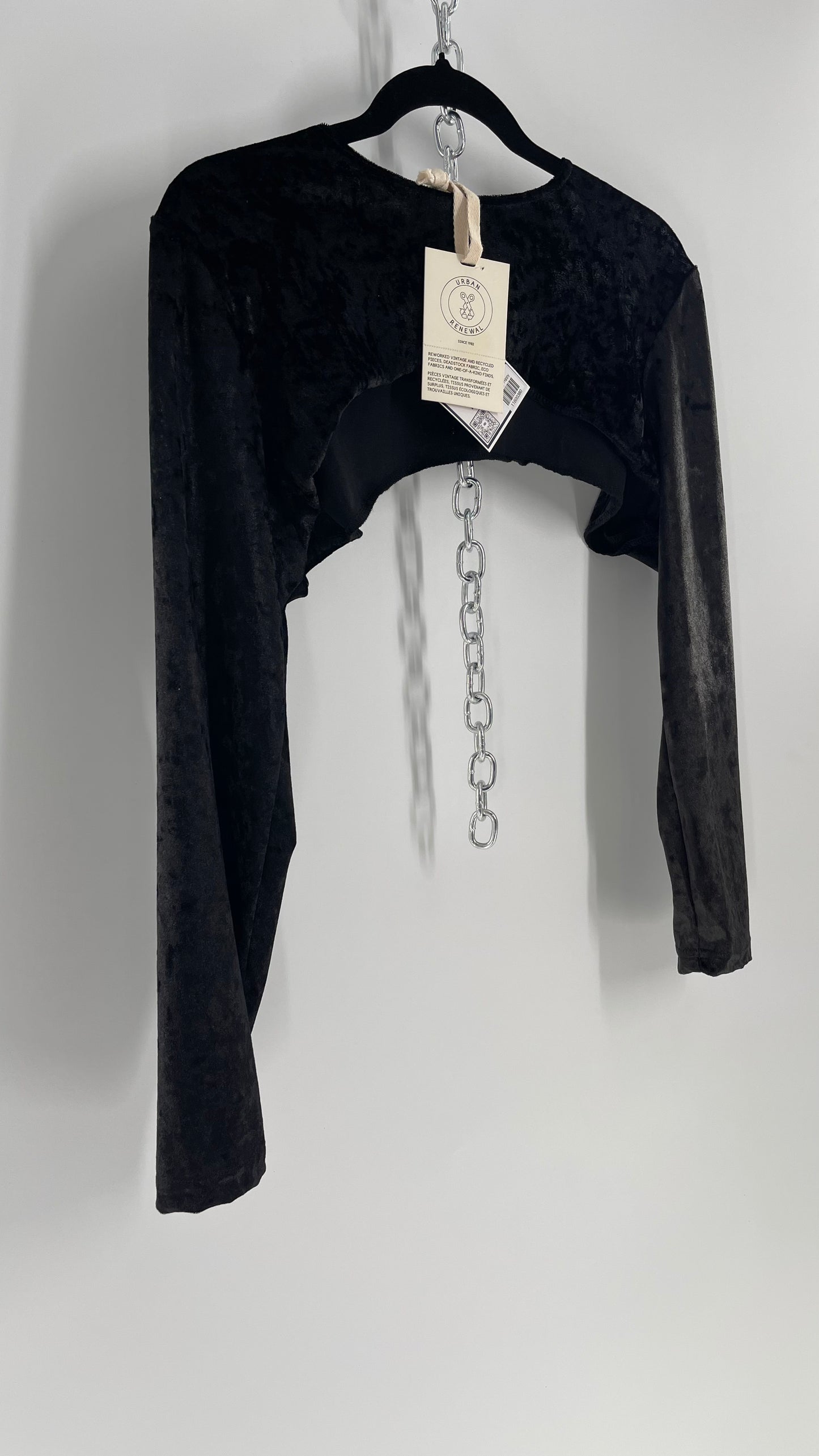 Urban Outfitters Black Velvet Layering Shrug Top (One Size)