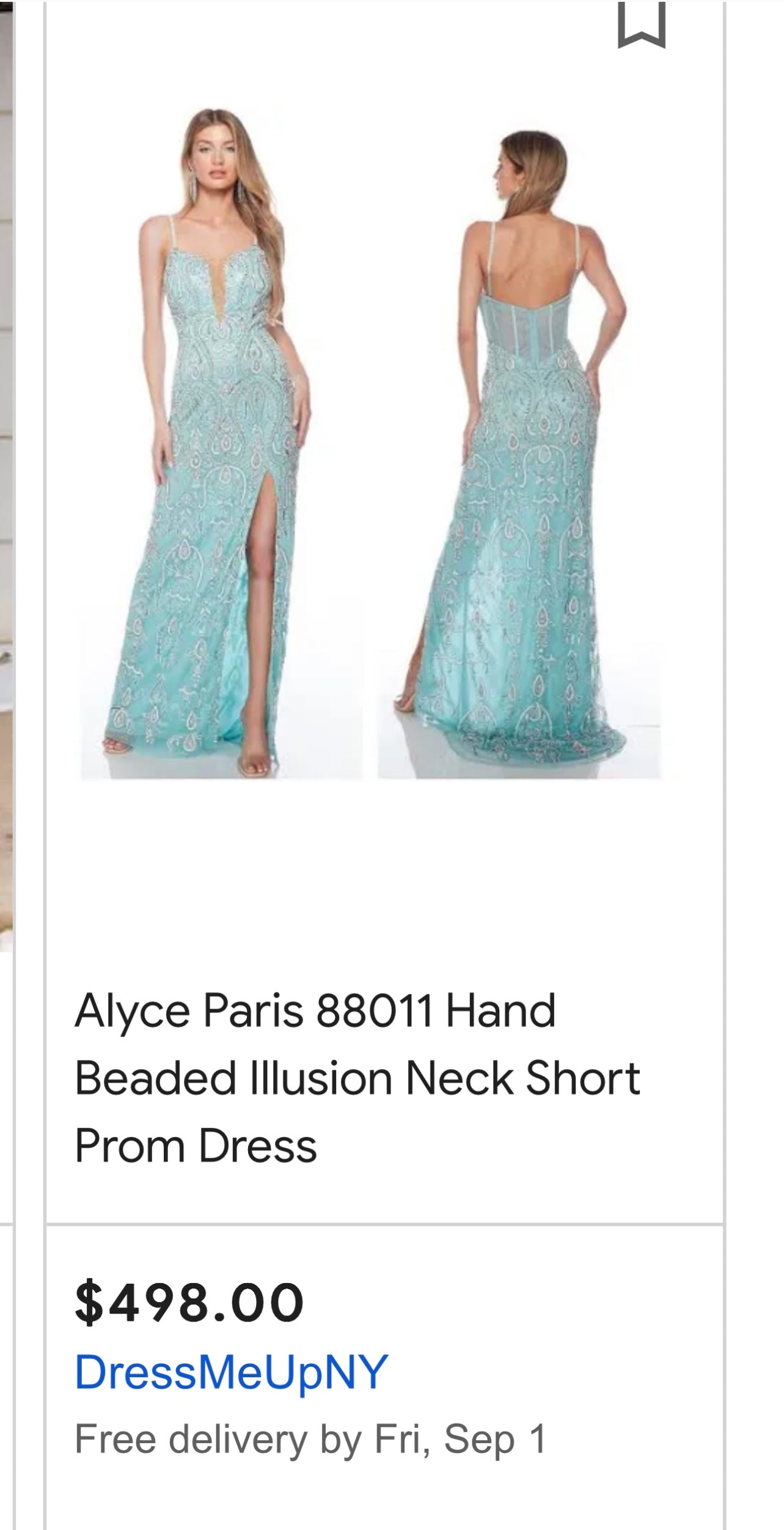 Vintage Alyce Blue Floor Length Beaded Gown with Lace Up Back (6)