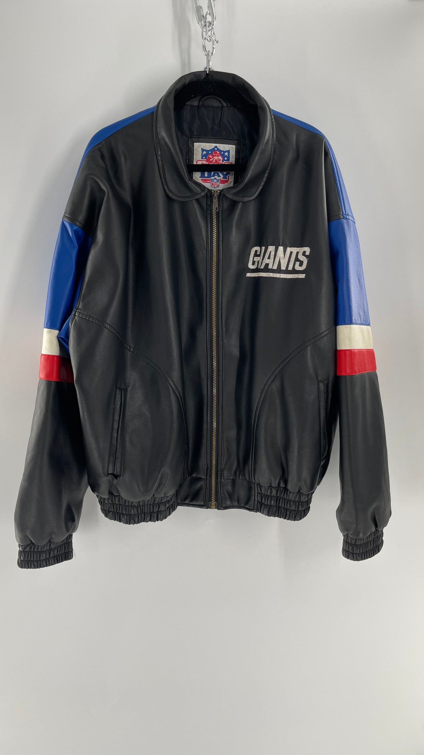 Vintage GIANTS Leather Bomber Jacket (XL)