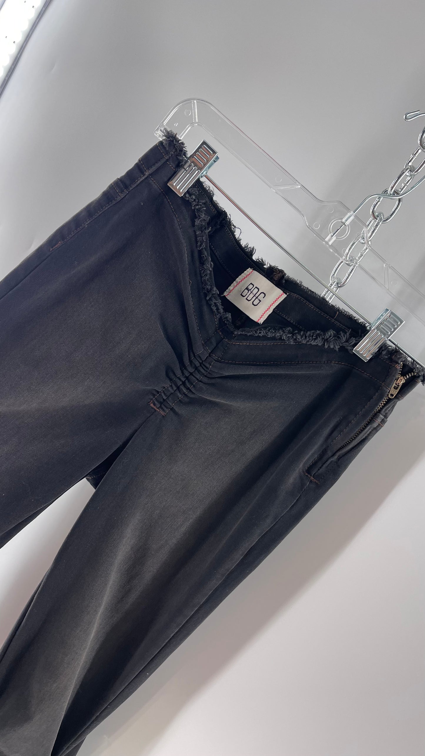 BDG Charcoal Grey Stacked Leg Flared Jeans with Scrunch Front Detail (27)
