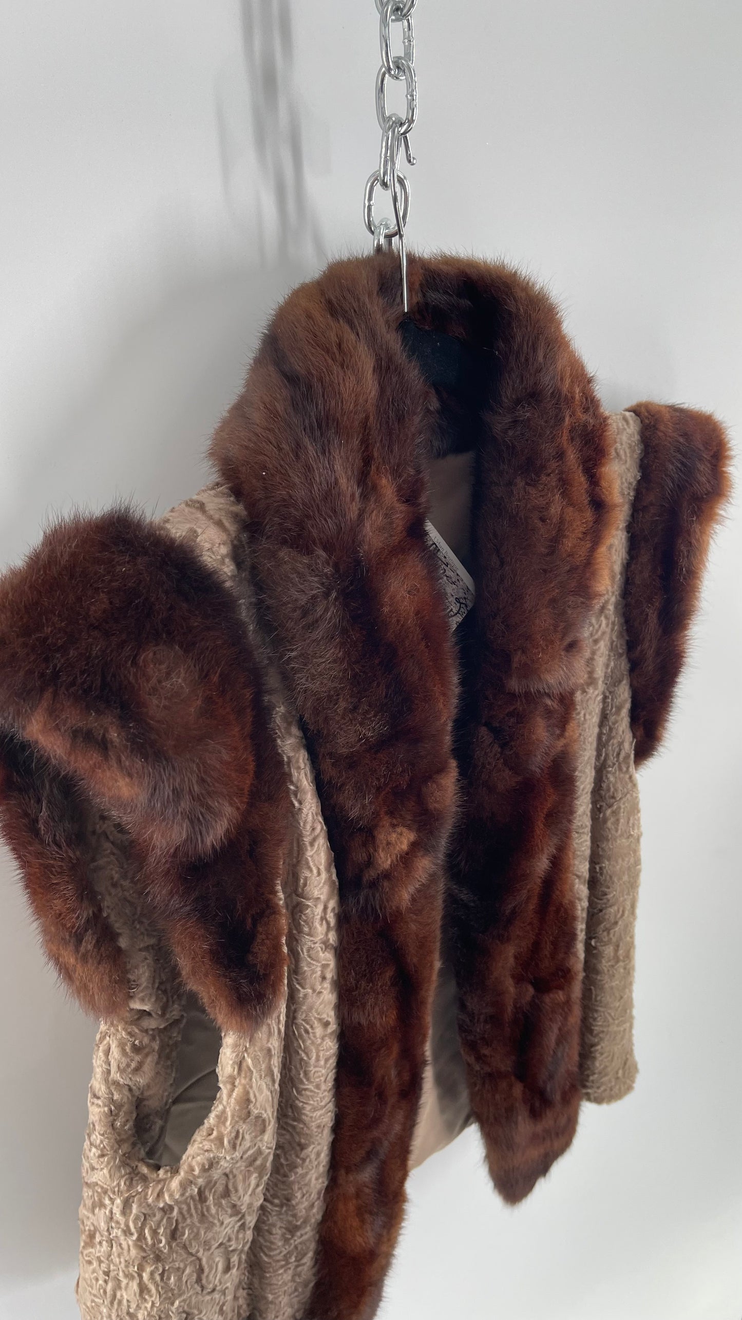 Vintage Hand Made Genuine Contrast Fur Vest (S/M)