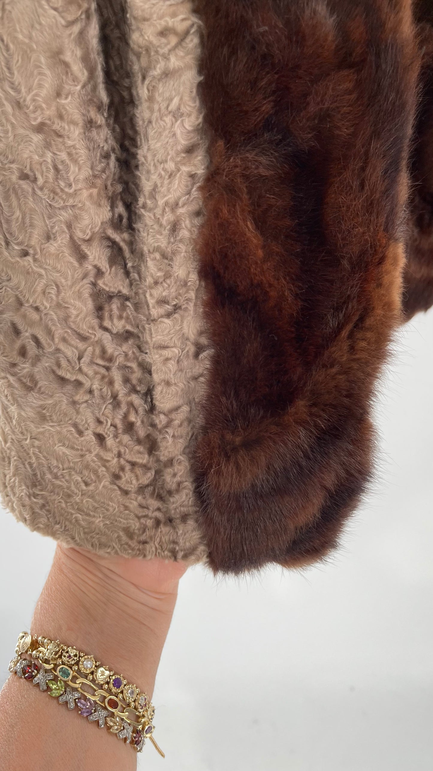 Vintage Hand Made Genuine Contrast Fur Vest (S/M)