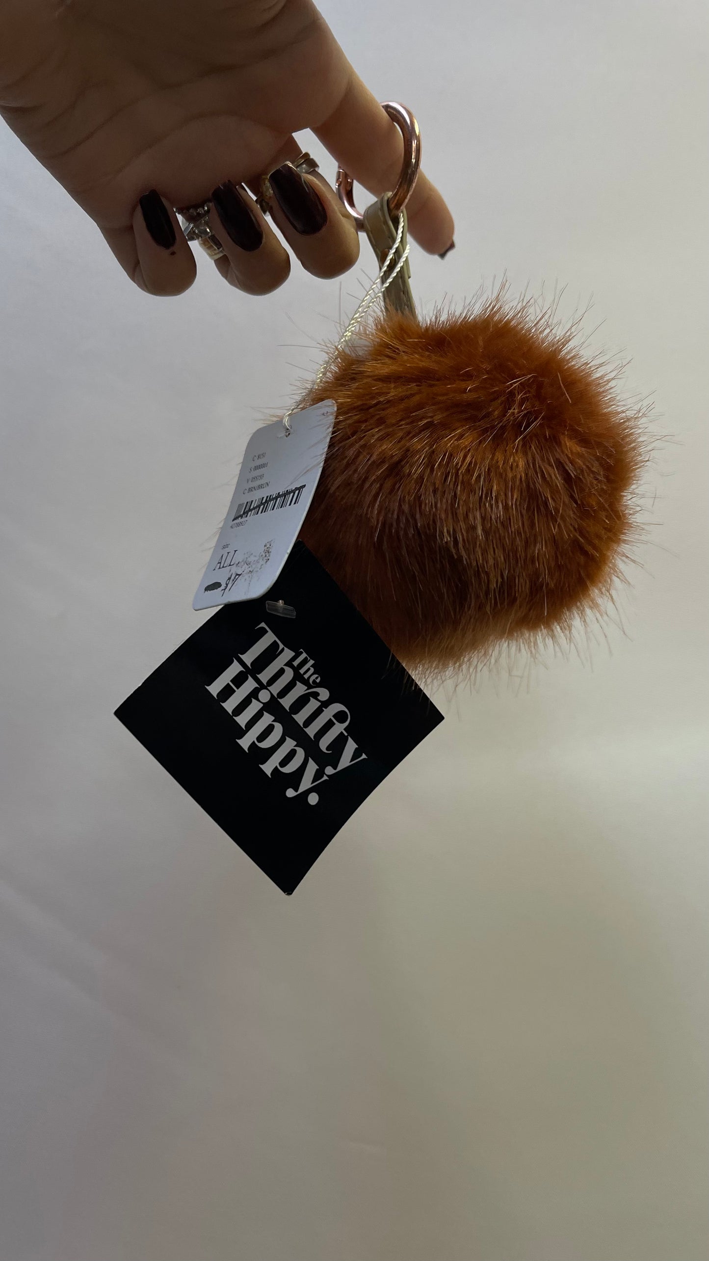 Free People Brown Pom Pom Keychain