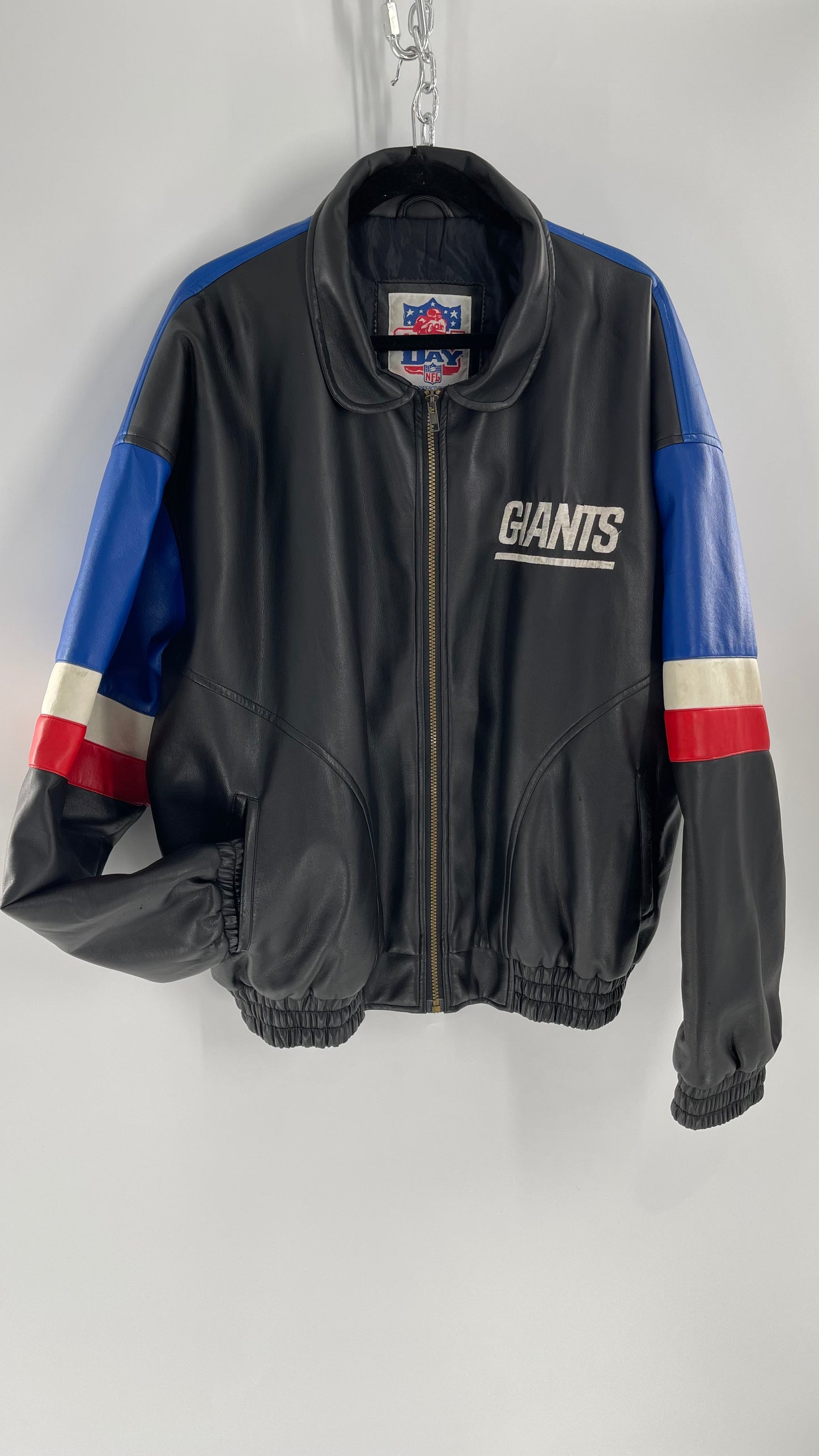 Vintage GIANTS Leather Bomber Jacket (XL)