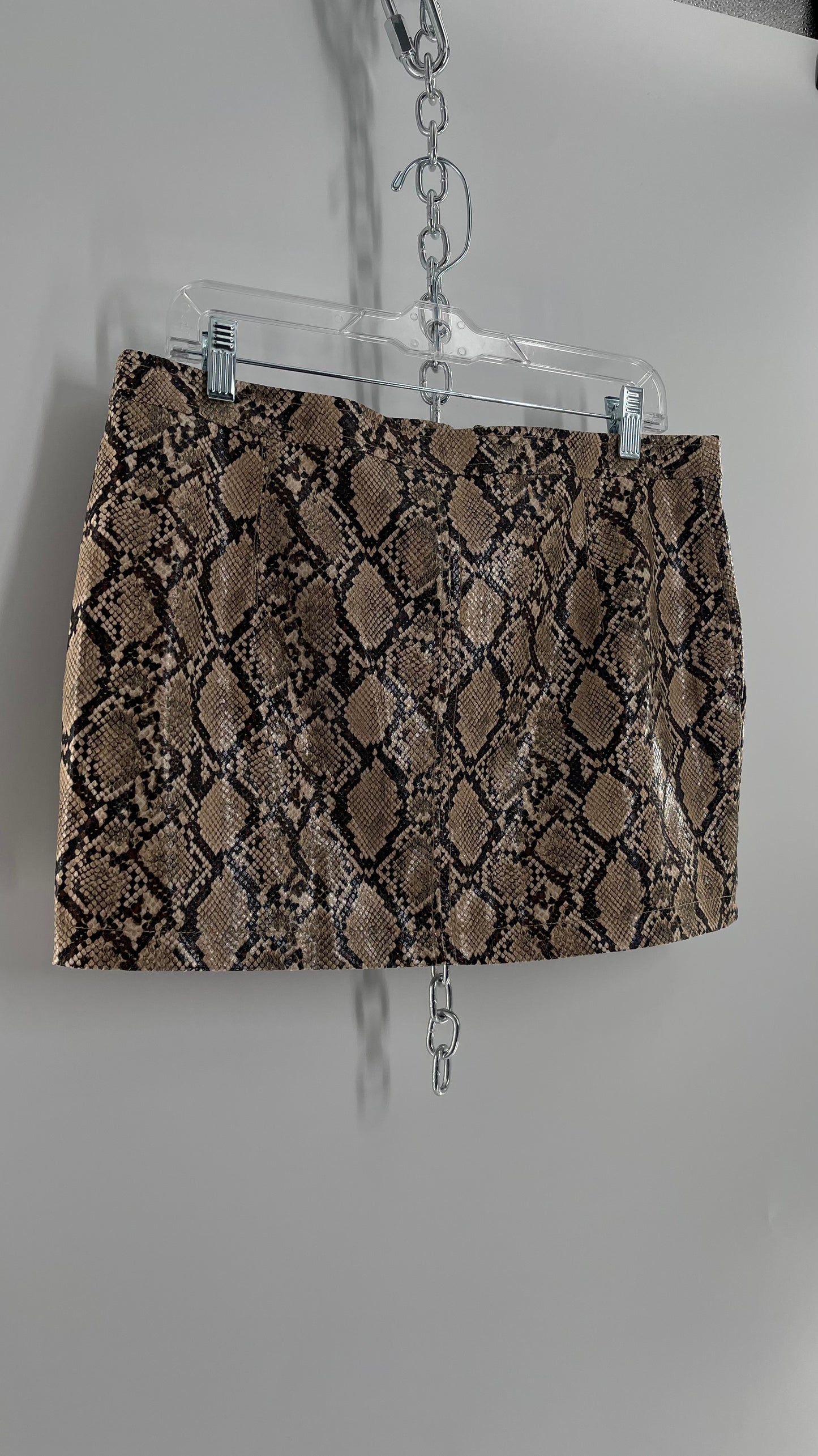 Free People Snake Skin Neutral Zip Front Mini Skirt(14)