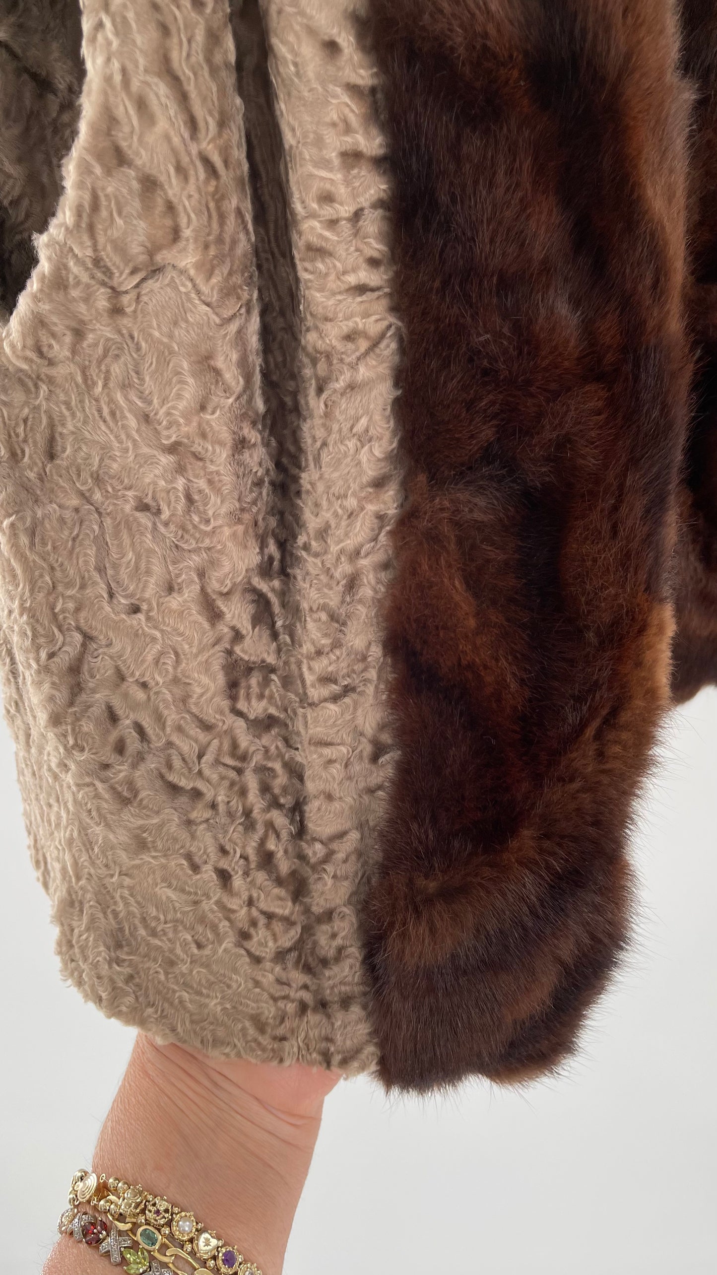 Vintage Hand Made Genuine Contrast Fur Vest (S/M)