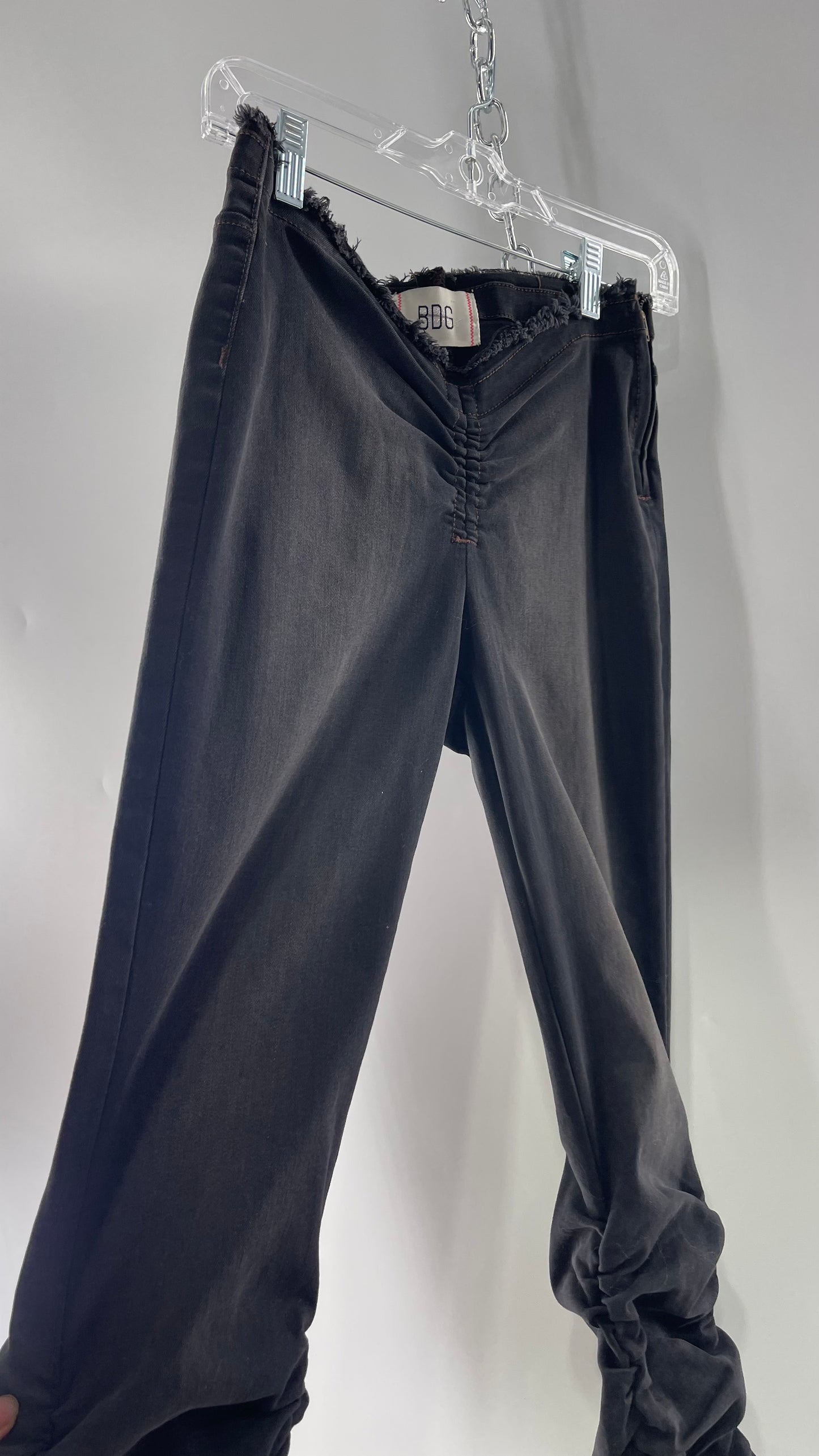 BDG Charcoal Grey Stacked Leg Flared Jeans with Scrunch Front Detail (27)