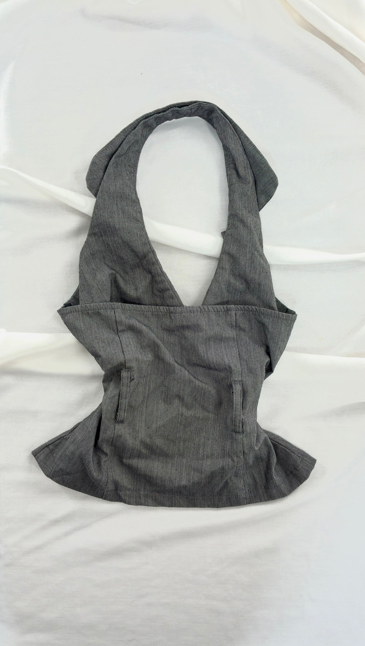 Vintage MKM DESIGNS Knit Buttoned & Collared Halter with Belt (Medium)