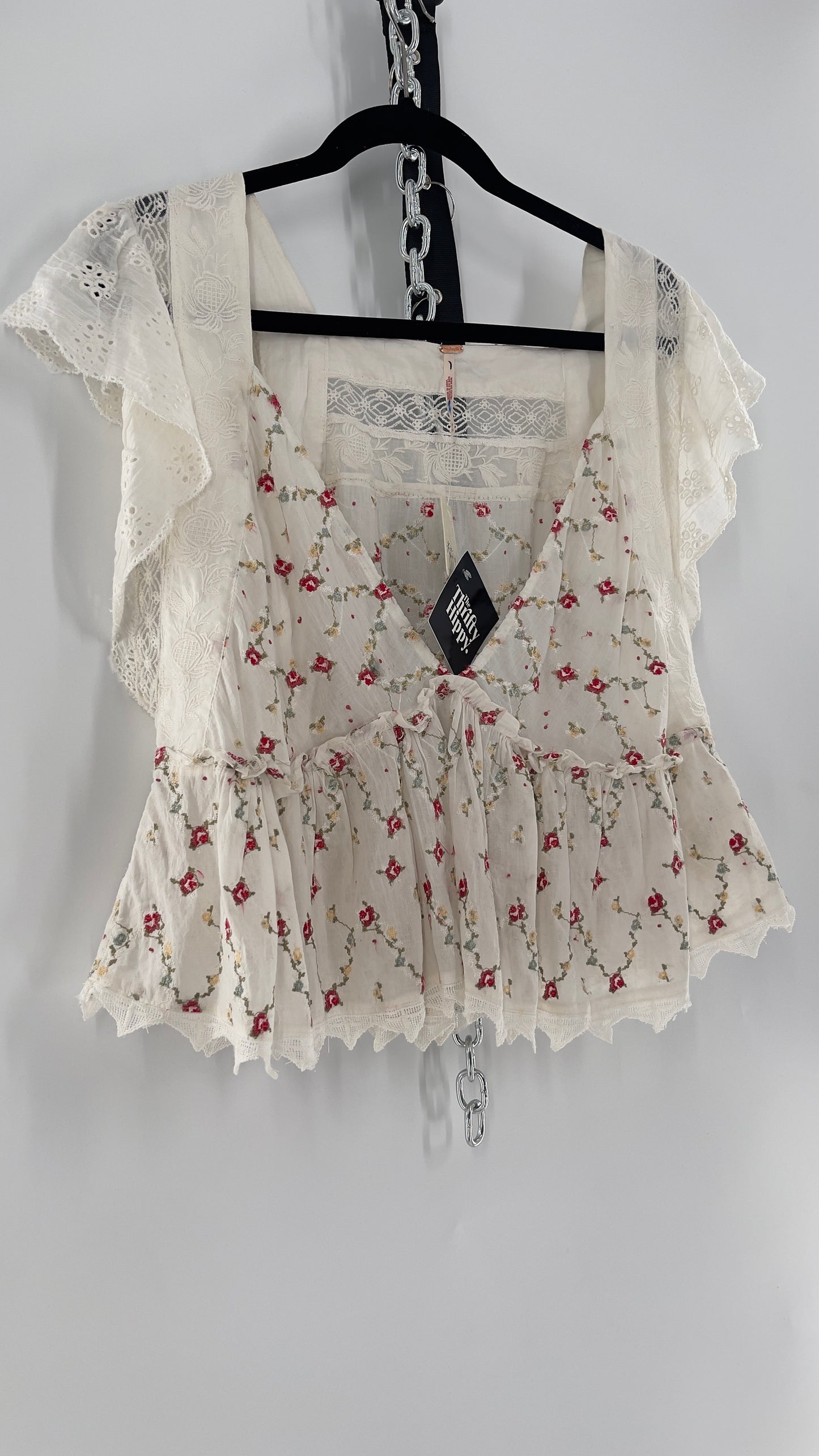 Women’s Free People Rosebud Embroidered Blouse (XL)