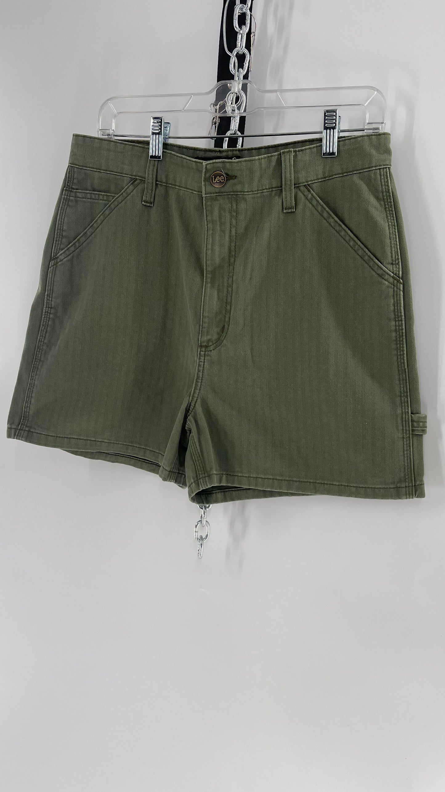 Lee X Free People Army Green Bermuda Cargo Shorts (30)