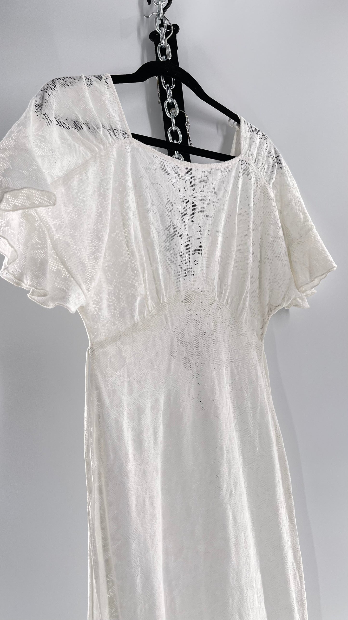 Free People White Lace Gauze Dress (XS)