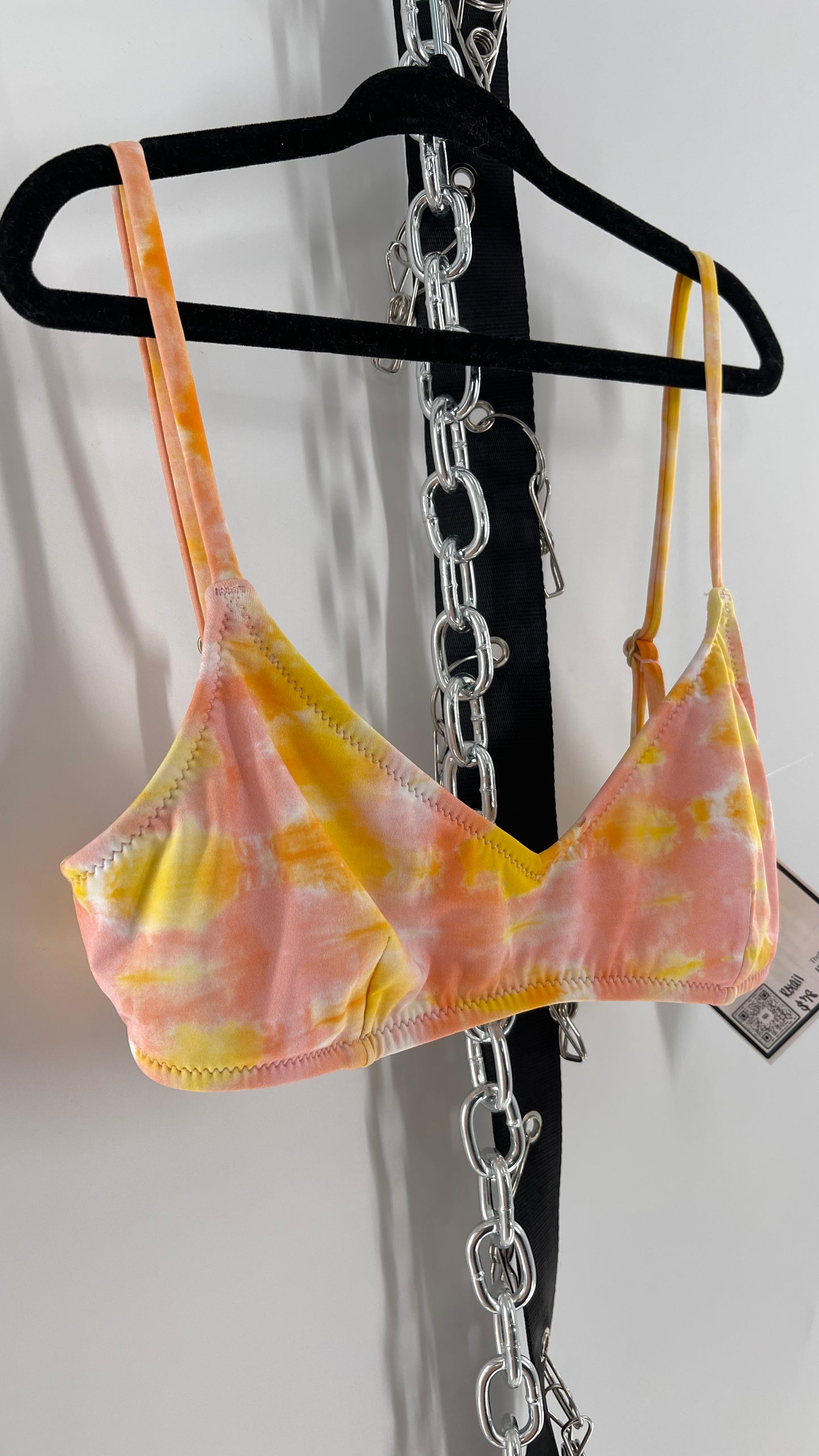 RHYTHM Pink/Yellow Tie Dye Bikini/Swim Top (XS)