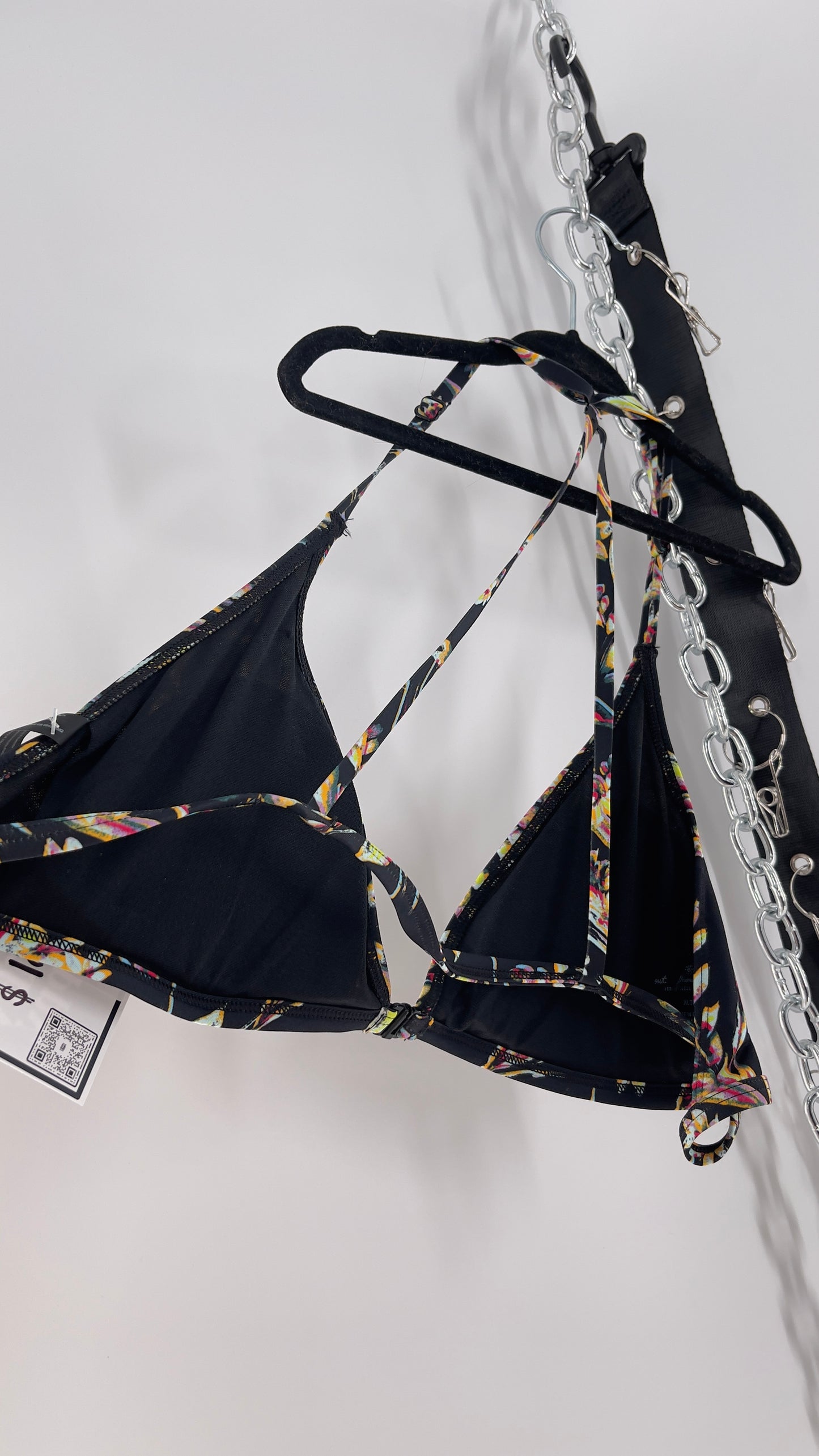 Urban Outfitters Out From Under Black Floral Triangle Swim Top (XL)