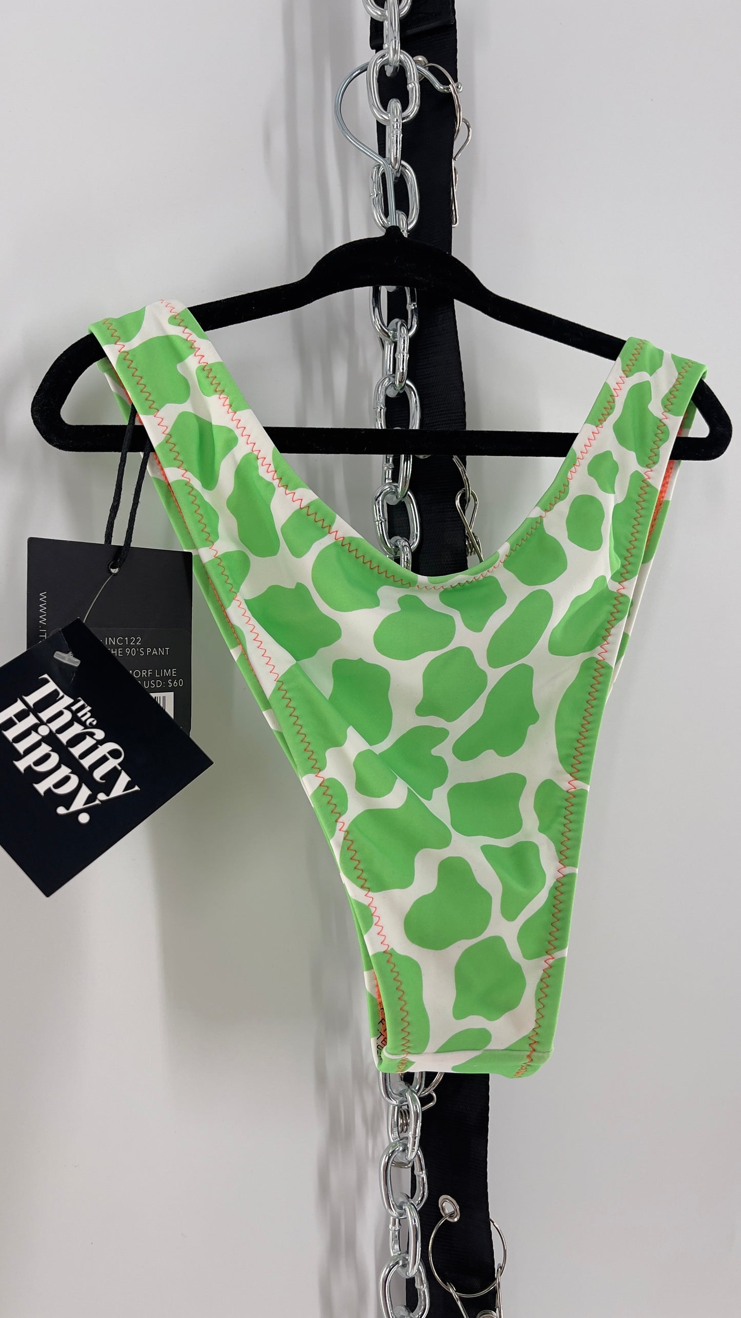 IT’S NOW COOL 90s Cut Lime Swim Bottoms (Medium)