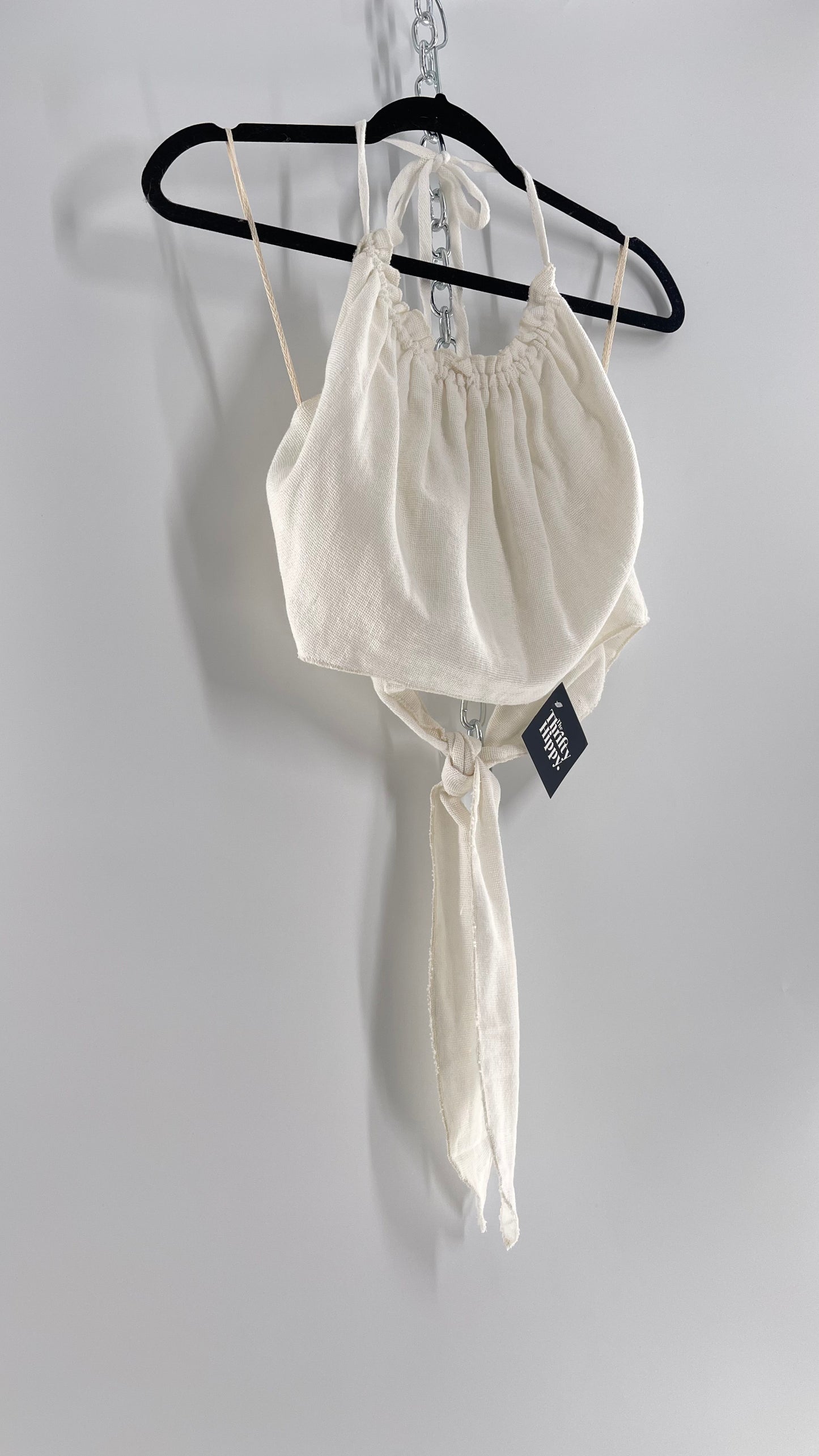 Free People White 100% Cotton Backless Halter (S)