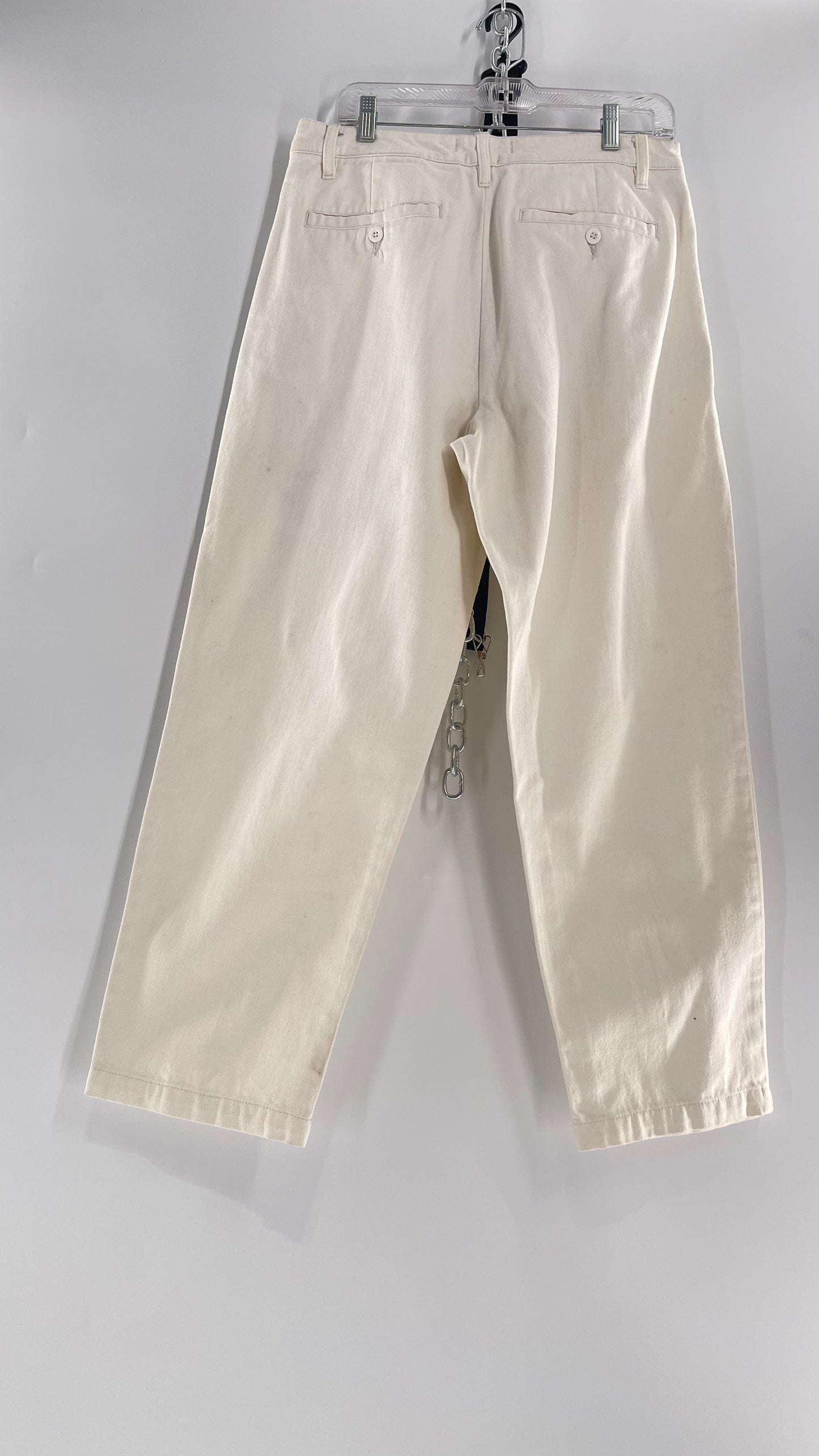 Urban Outfitters White Carpenter Pant with Globe Peace Sign Graphic (32)