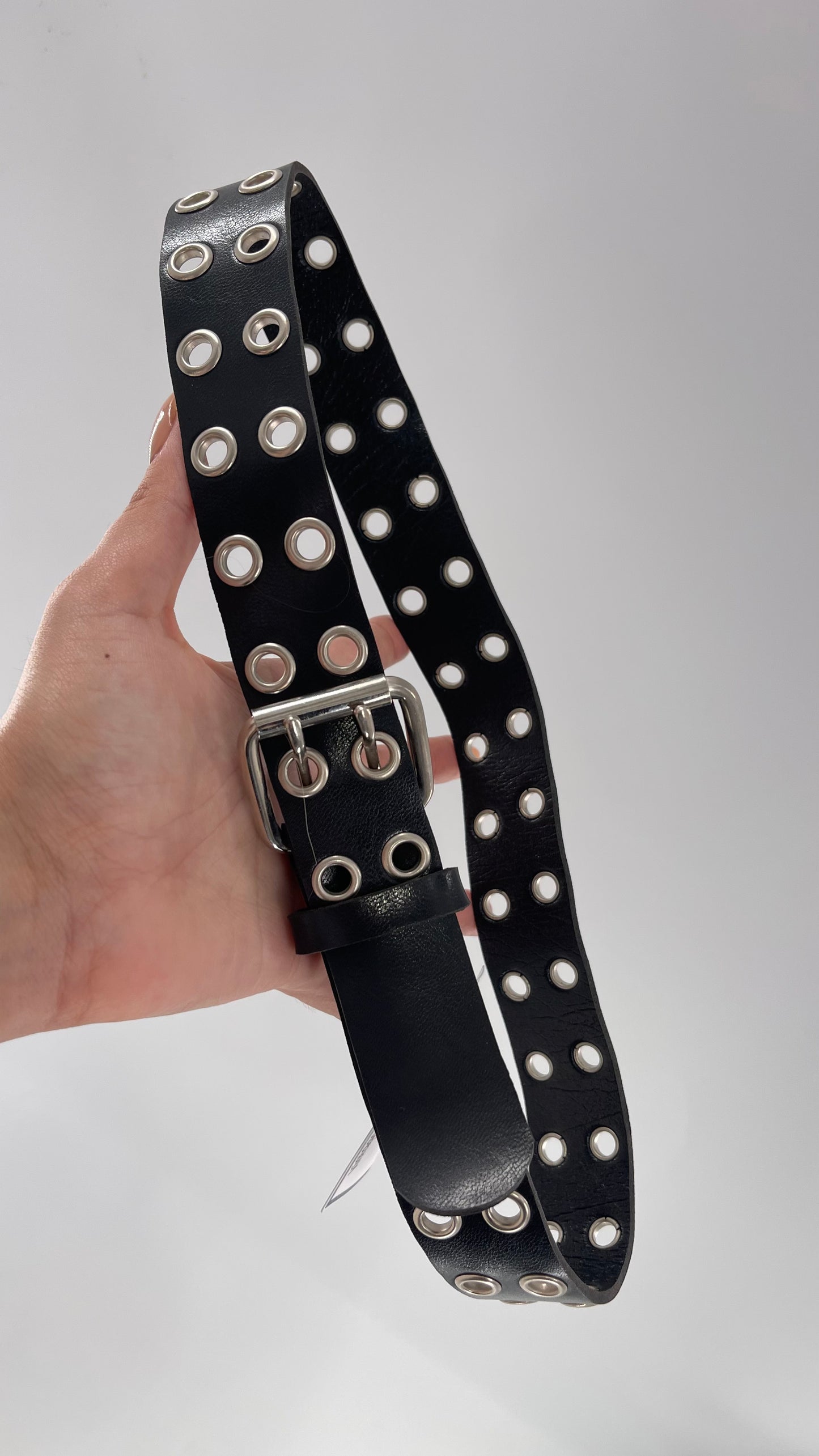 Vintage Leather Grommet Belt