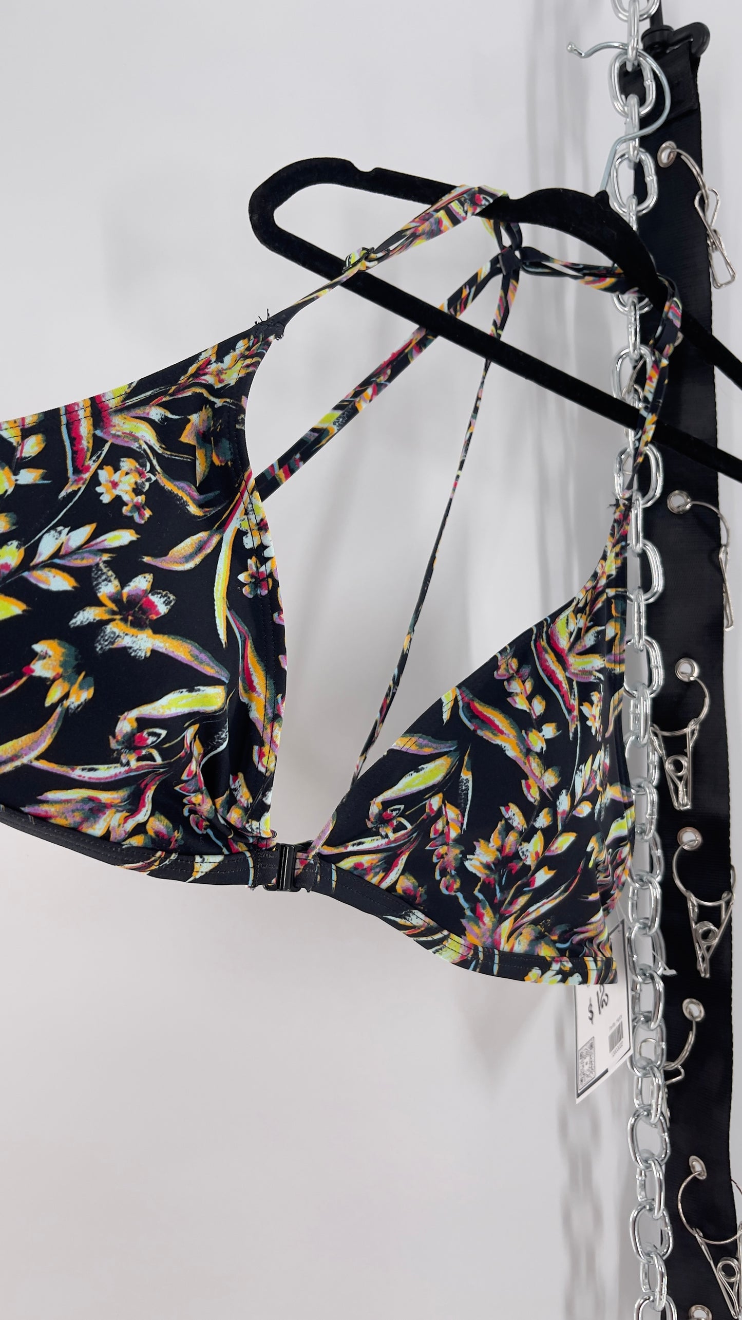 Urban Outfitters Out From Under Black Floral Triangle Swim Top (XL)