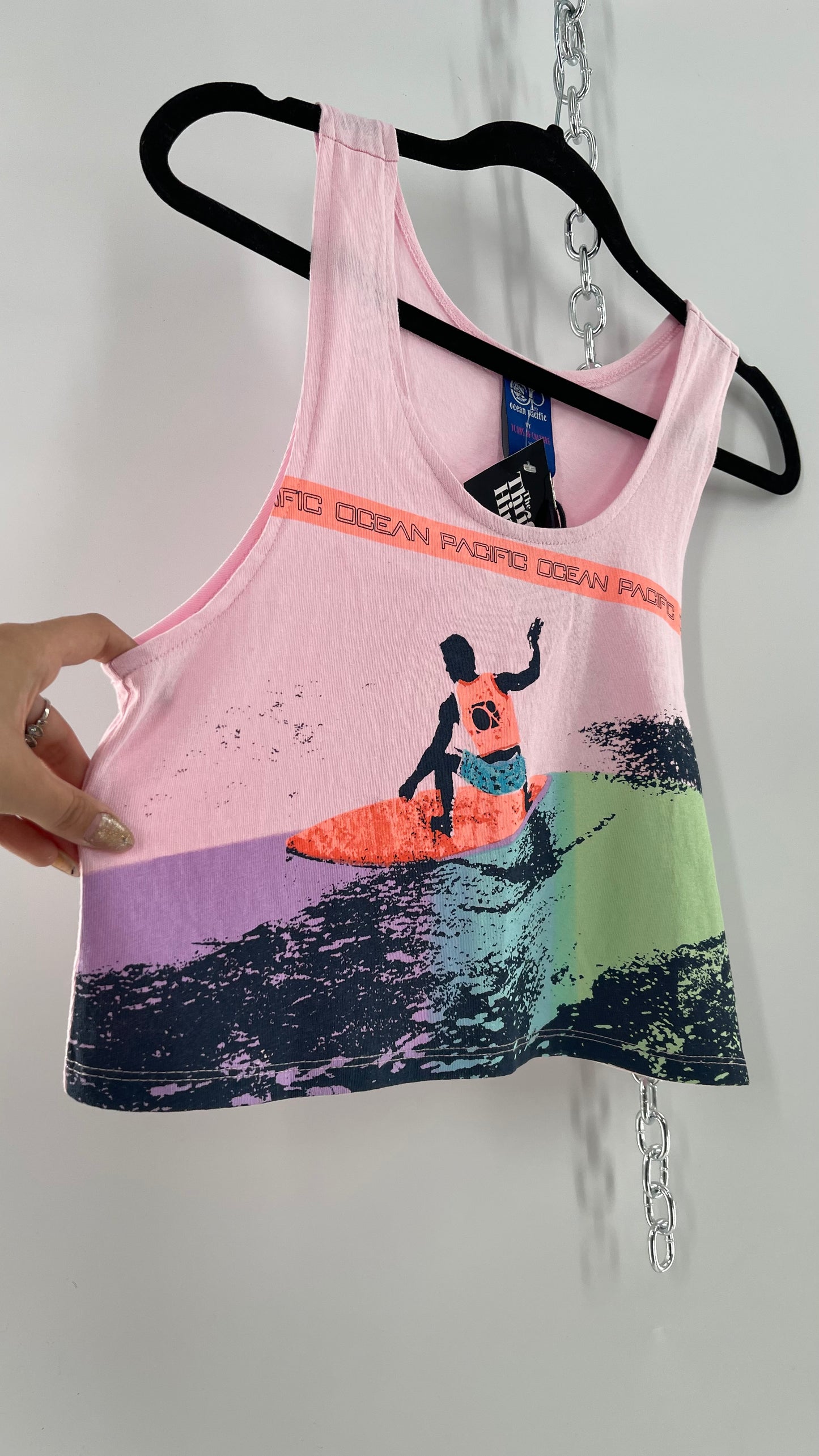Urban Outfitters 80s OP Surfer Graphic Cropped Tank (XS)