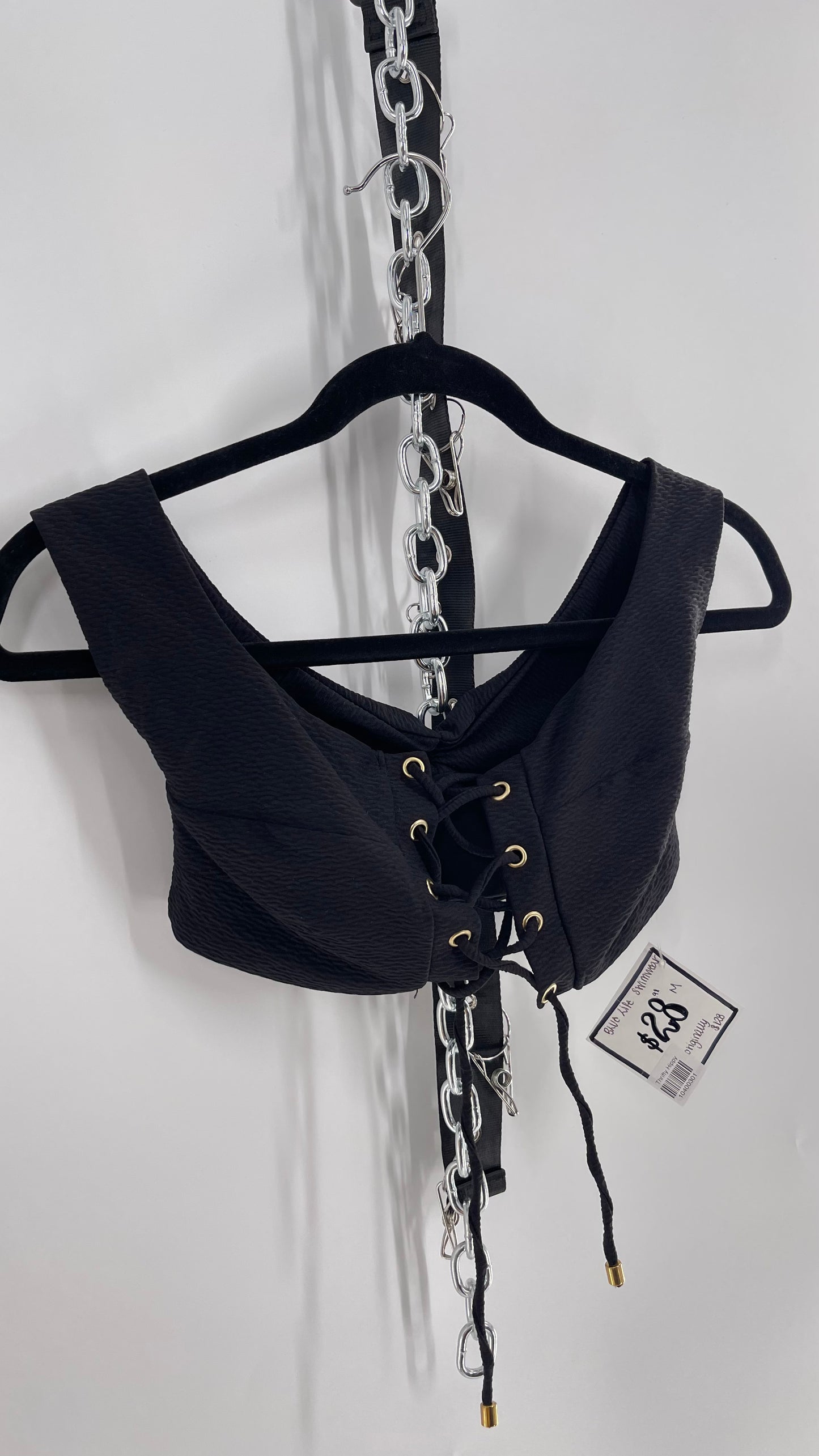 Free People Blue Life Black Lace Up Crop (Medium)