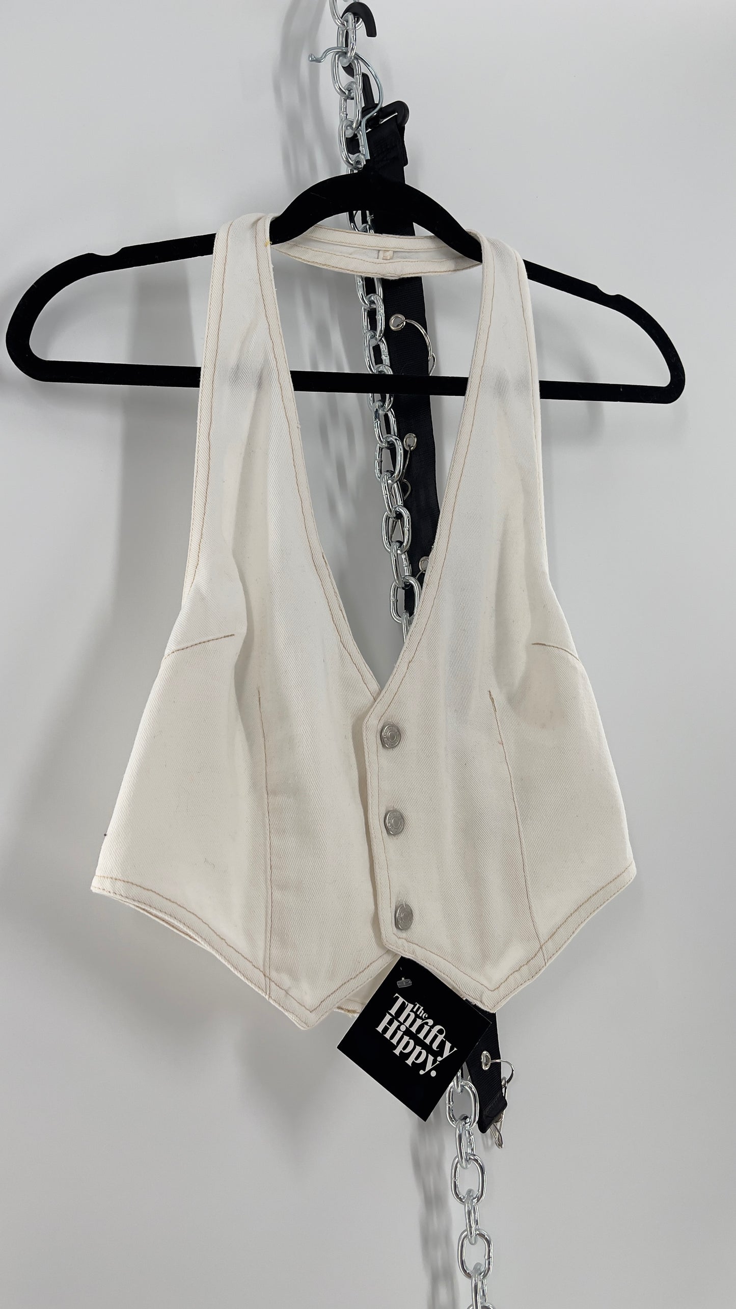 Free People White Denim Crop Vest (Small/4)