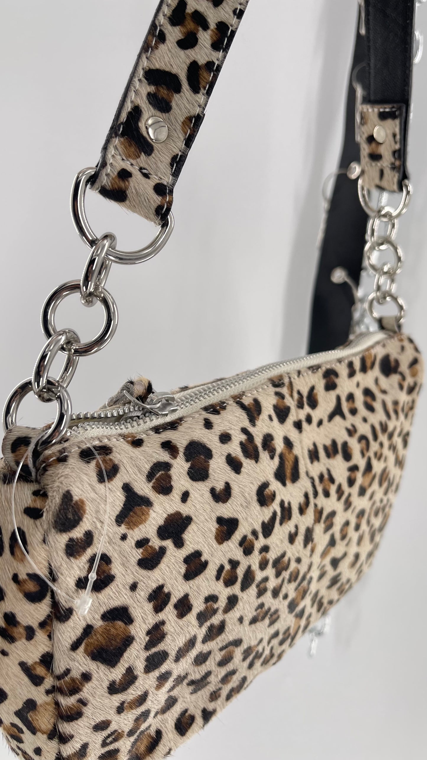 Free People Cheetah Print Textured Purse with Chain Strap