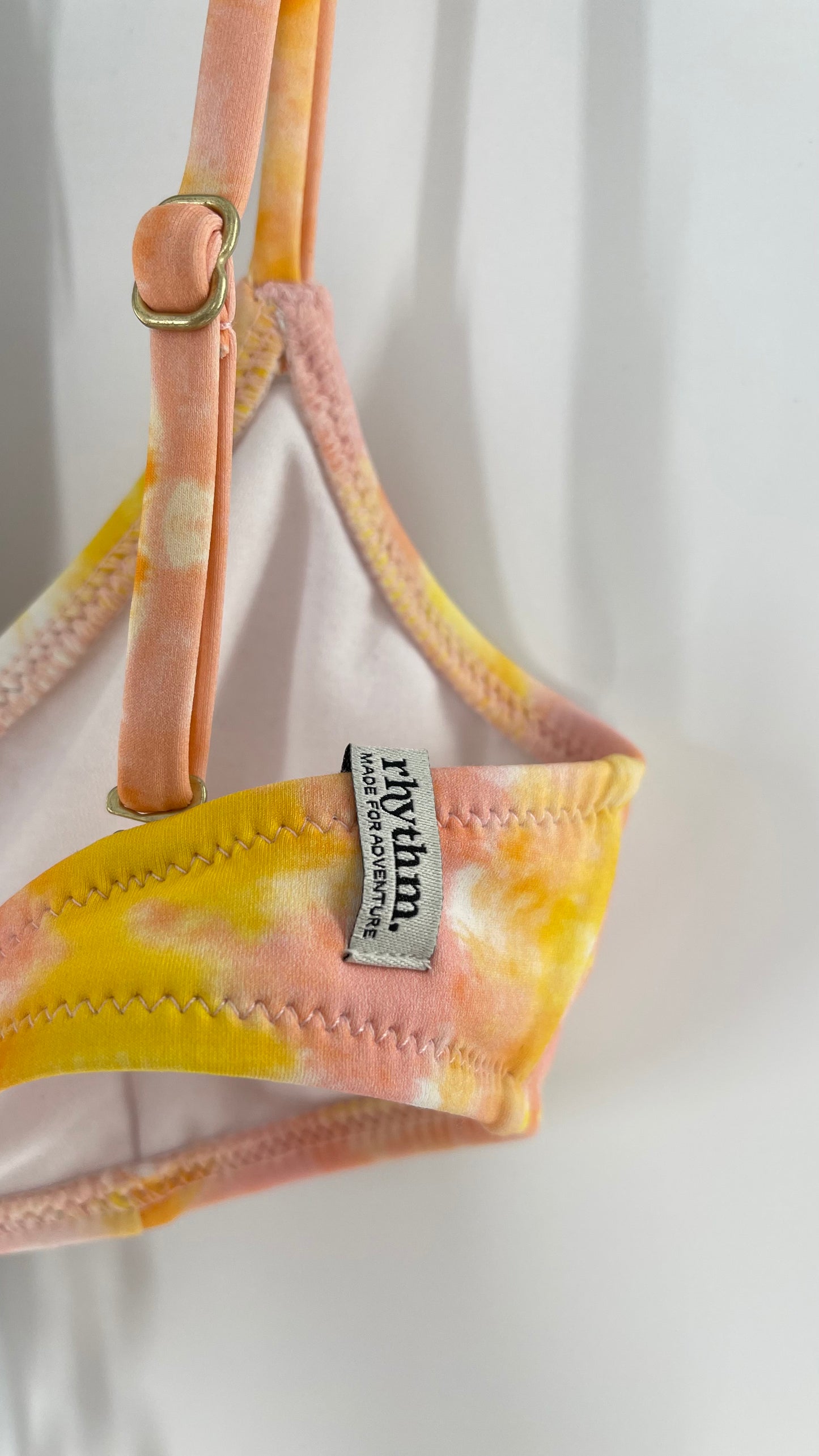 RHYTHM Pink/Yellow Tie Dye Bikini/Swim Top (XS)