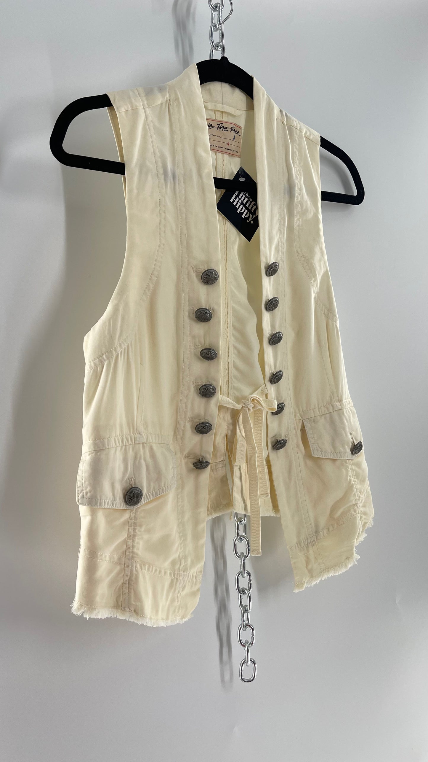 Free People Off White Military Style Vest with Tags Attached (Small)
