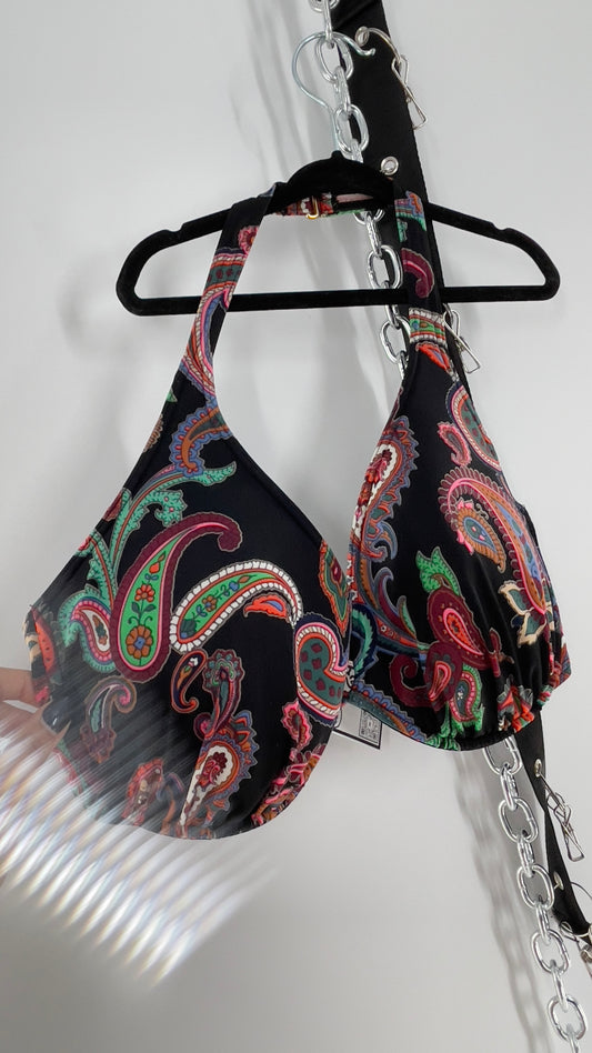 Vintage Victoria’s Secret Paisley Underwire Halter Bikini Top (36DD)