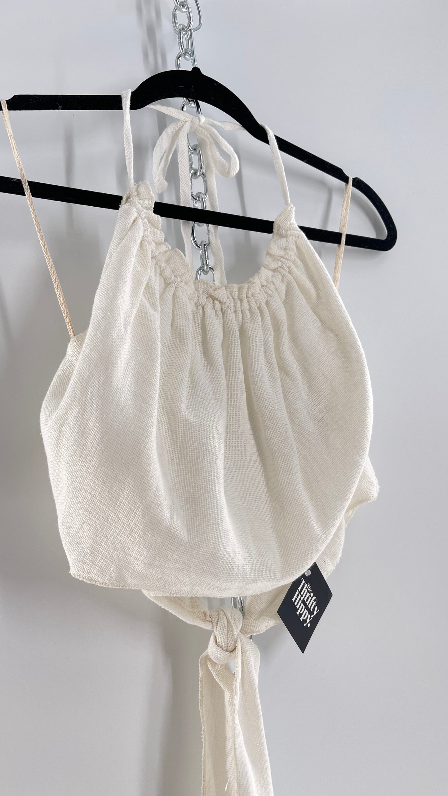 Free People White 100% Cotton Backless Halter (S)