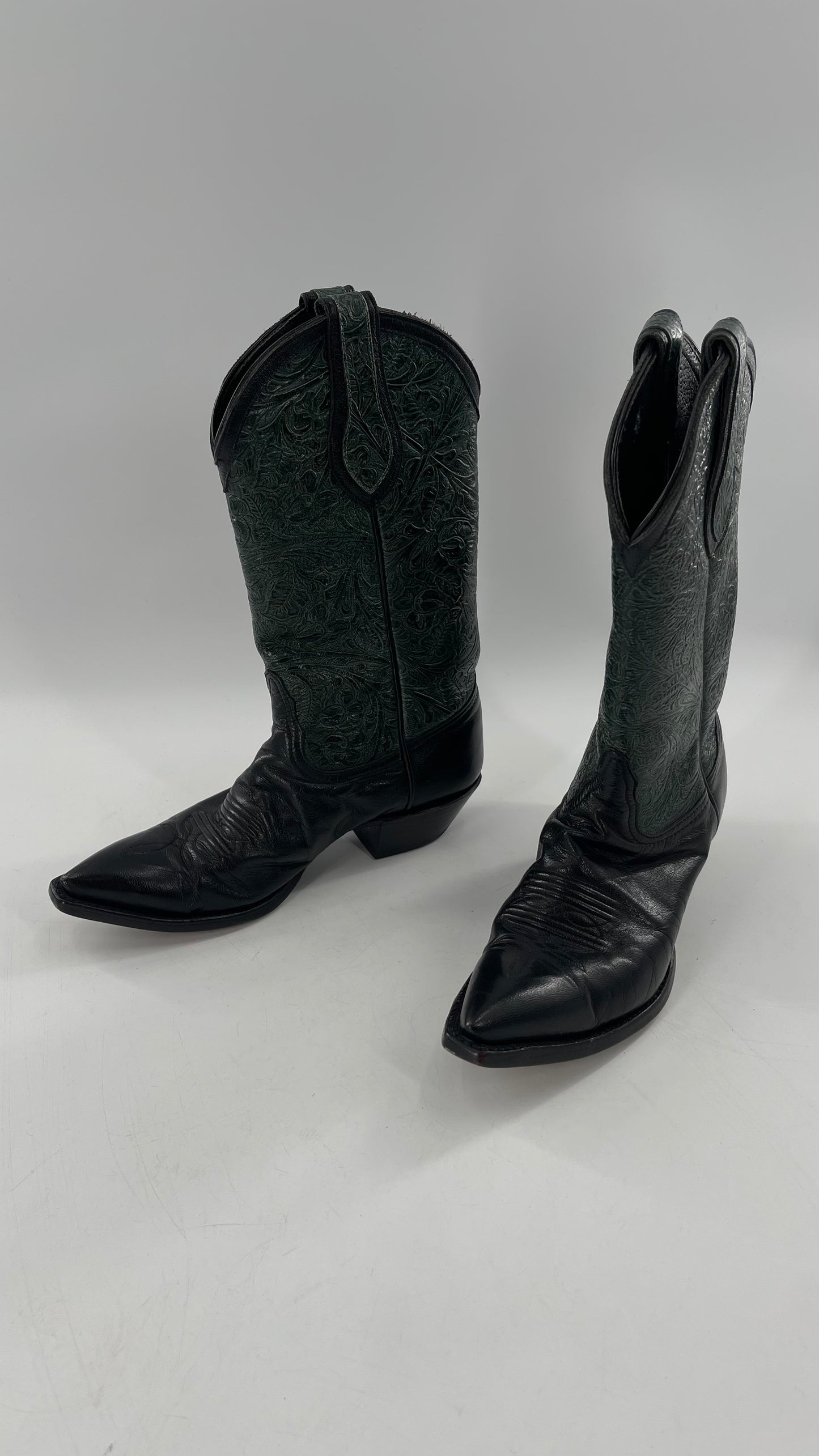 Vintage Tony Llama Forest Green Cowboy Boot (7)