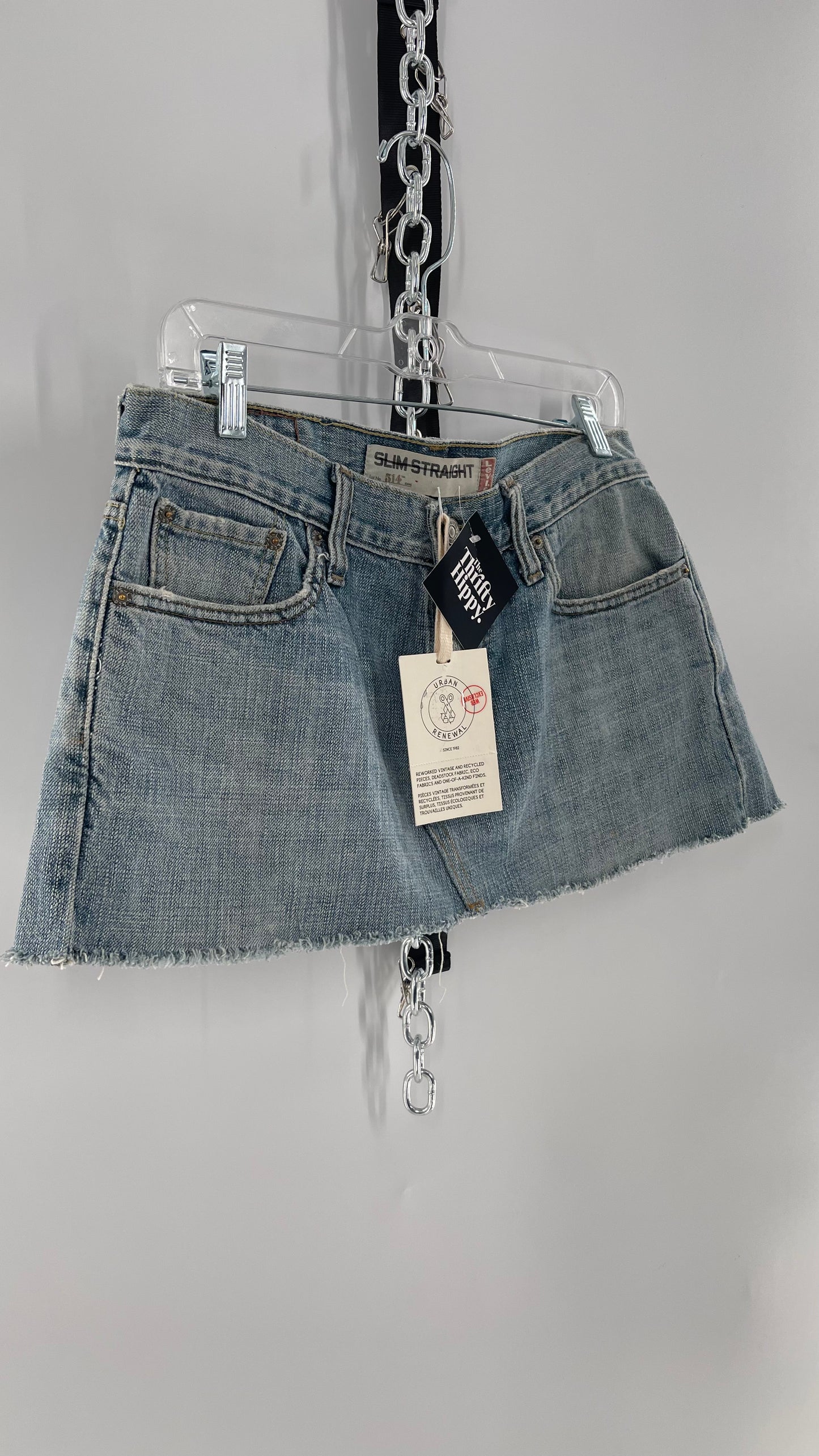 Reworked Vintage Levi’s Ultra Mini Denim Skirt (Medium)