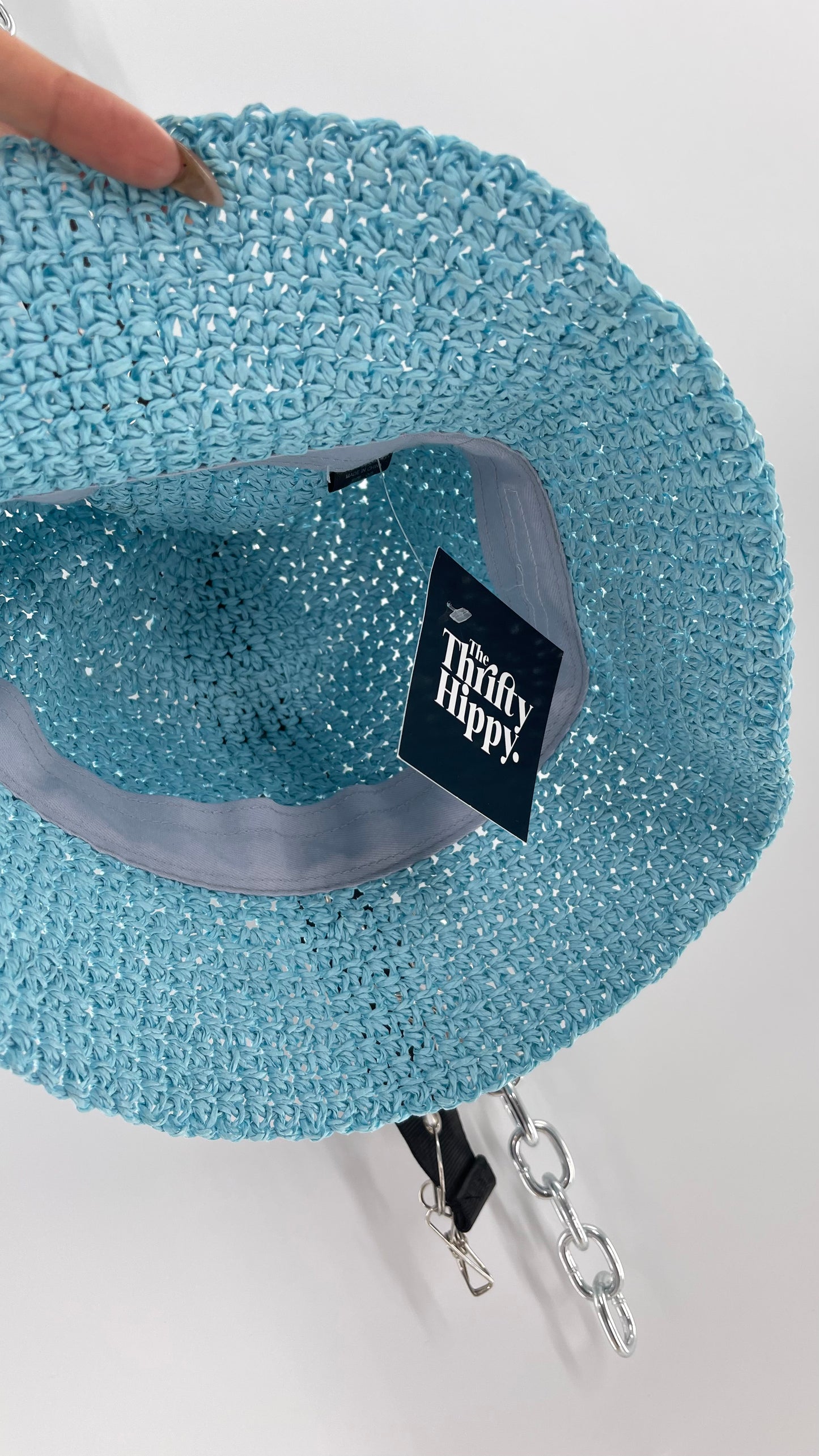 Urban Outfitters Baby Blue Straw Bucket Hat
