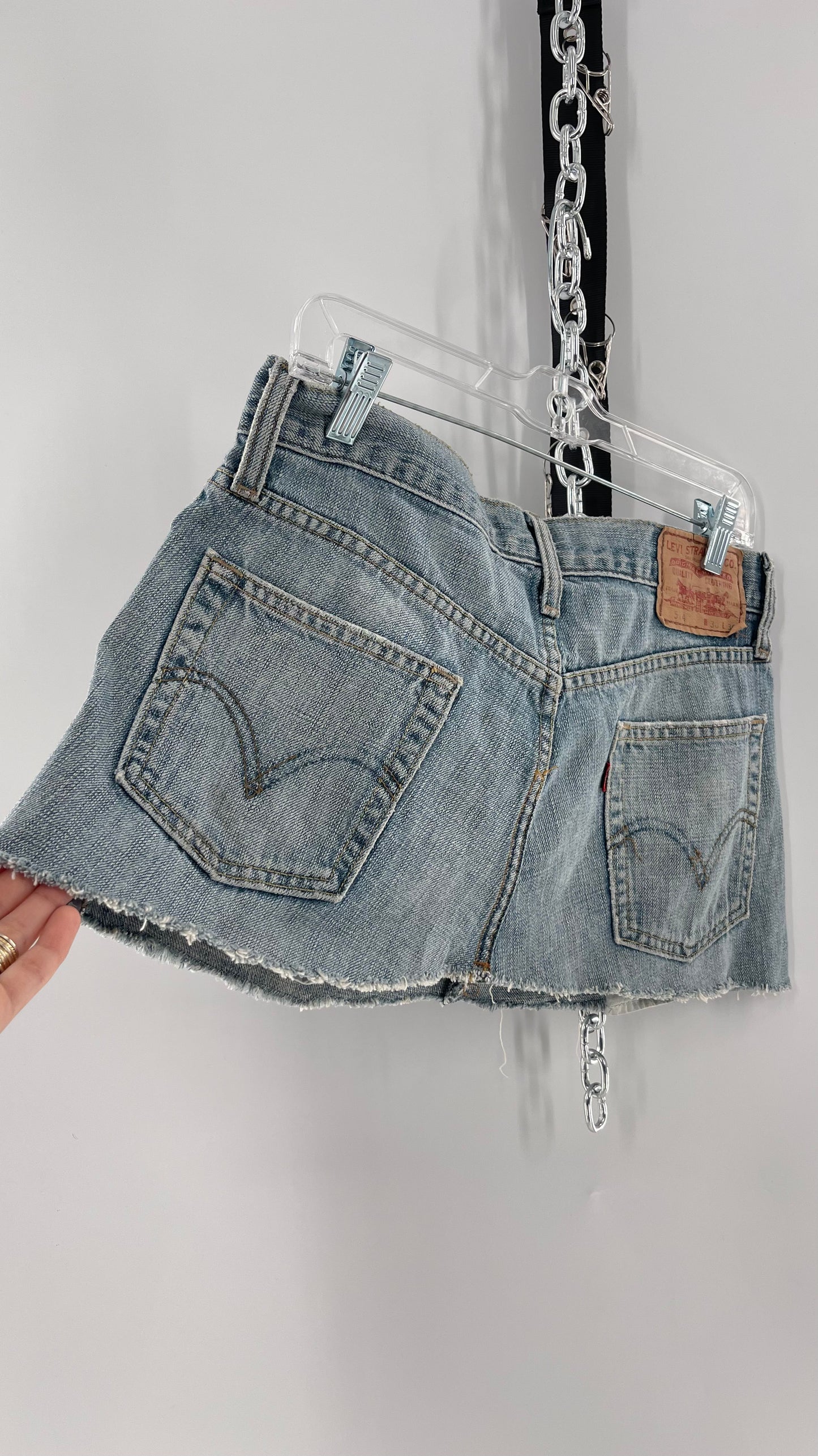 Reworked Vintage Levi’s Ultra Mini Denim Skirt (Medium)