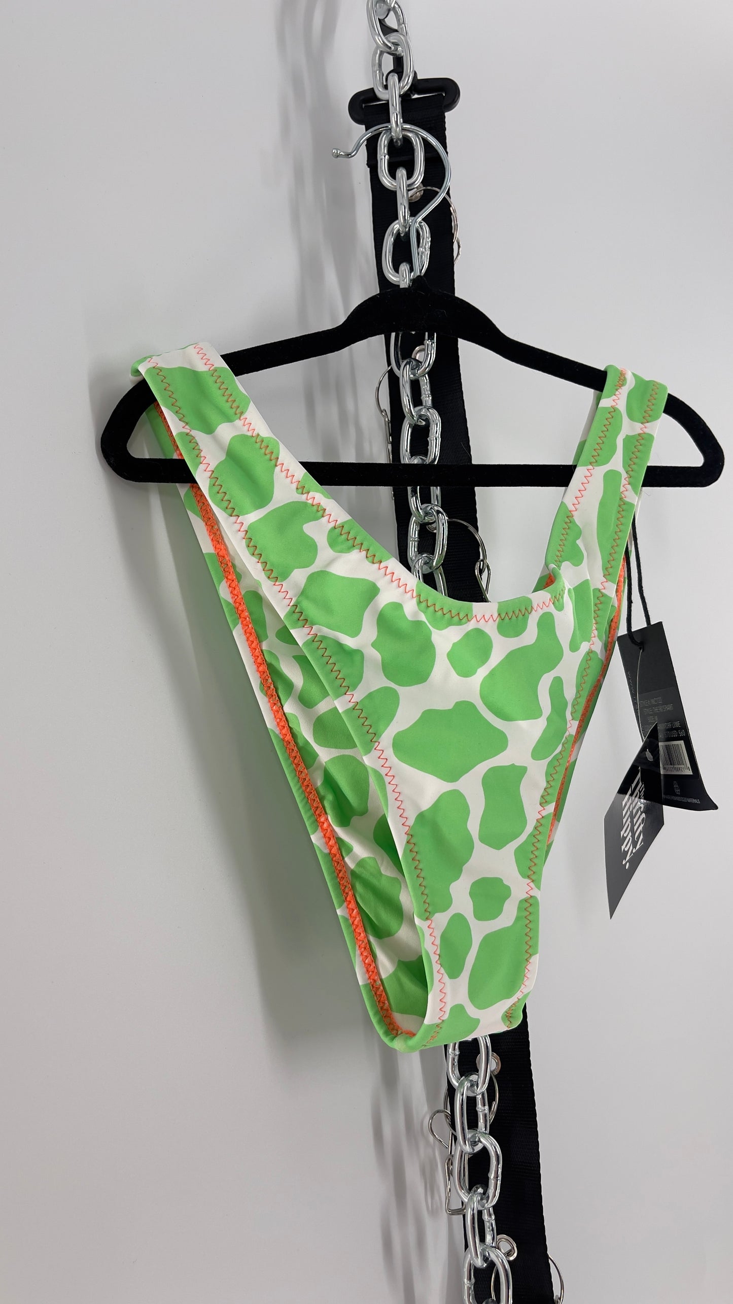 IT’S NOW COOL 90s Cut Lime Swim Bottoms (Medium)