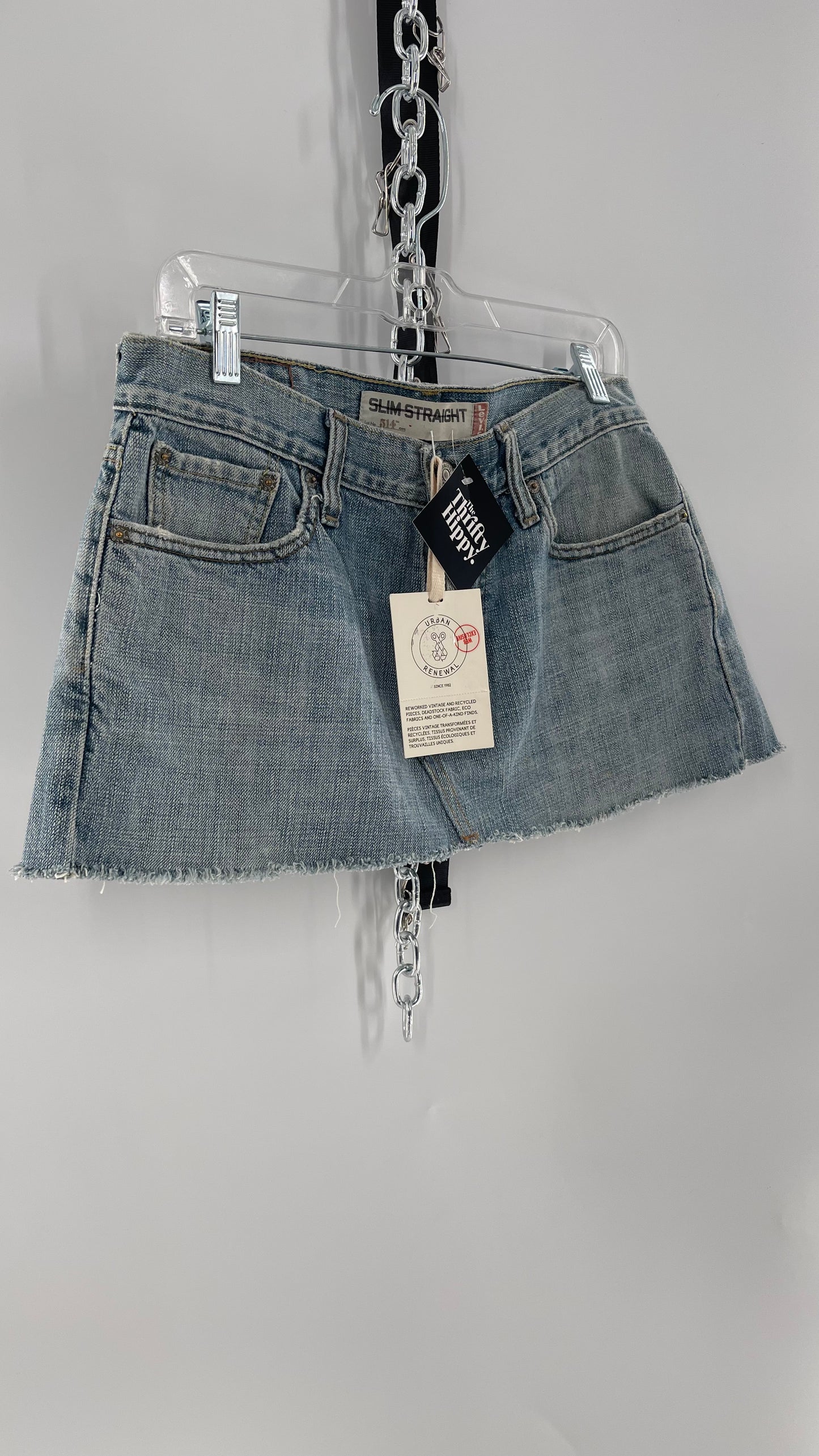 Reworked Vintage Levi’s Ultra Mini Denim Skirt (Medium)