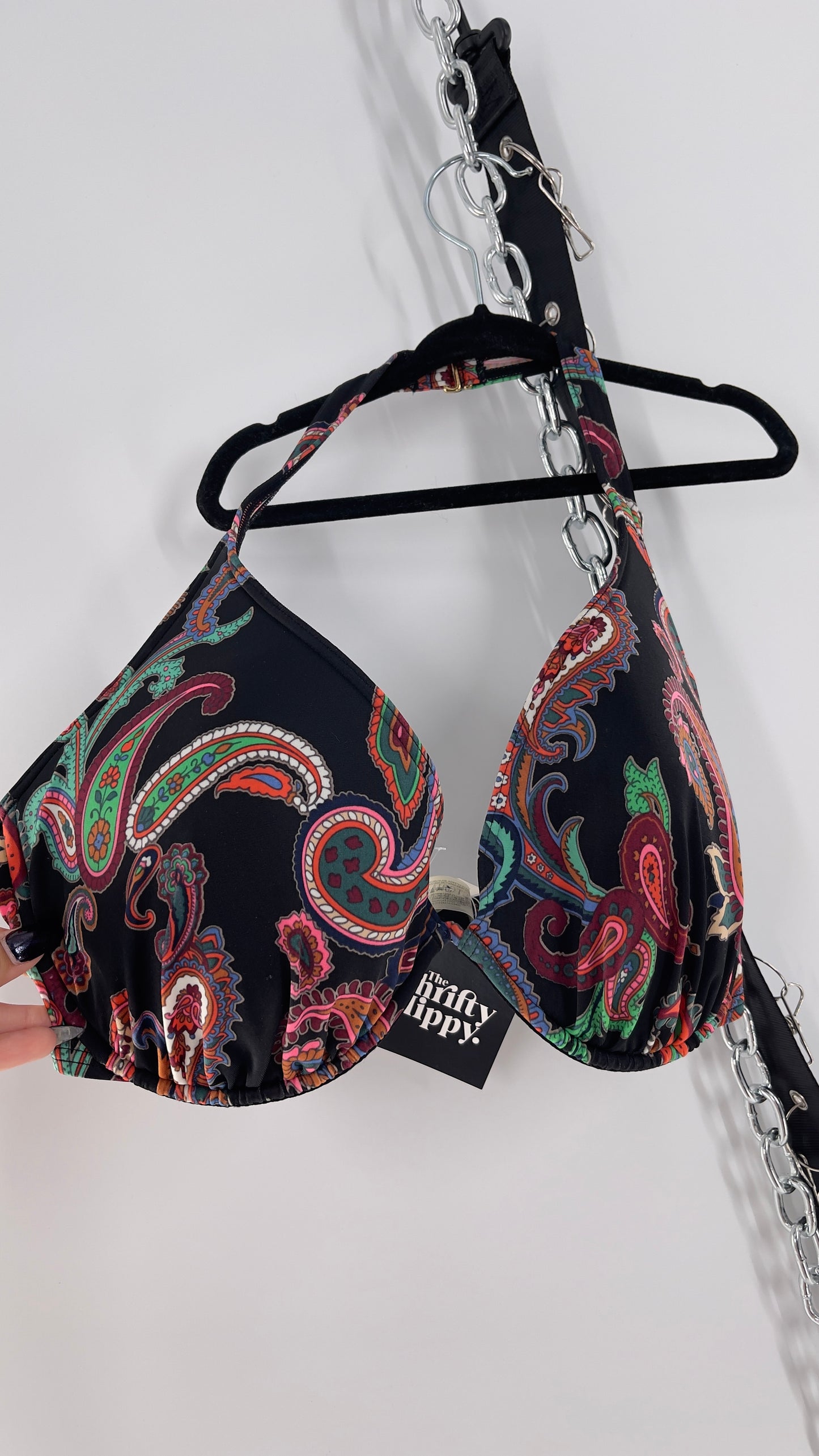 Vintage Victoria’s Secret Paisley Underwire Halter Bikini Top (36DD)