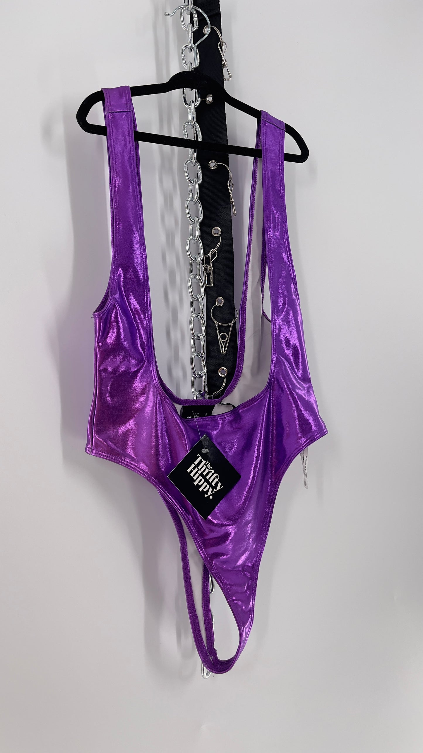 Out From Under Purple Metallic One Piece Swimsuit (S)