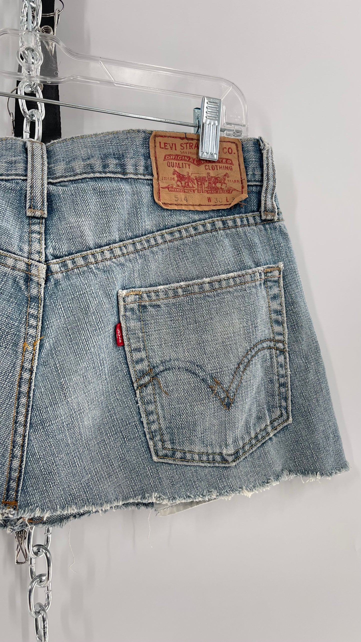 Reworked Vintage Levi’s Ultra Mini Denim Skirt (Medium)