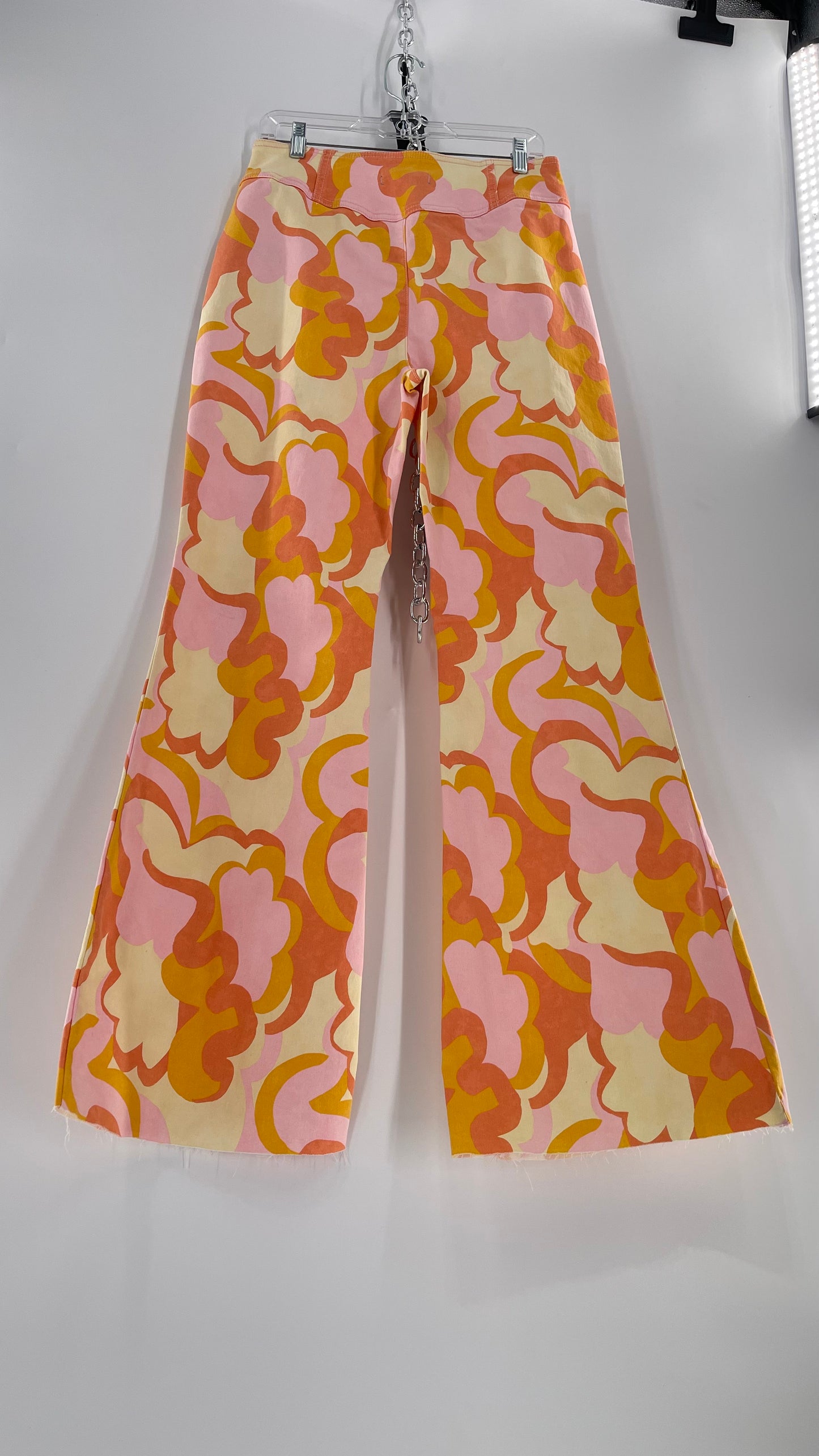 Free People Youthquake Warm Toned Funky Patterned Flare Bell Bottoms (31)